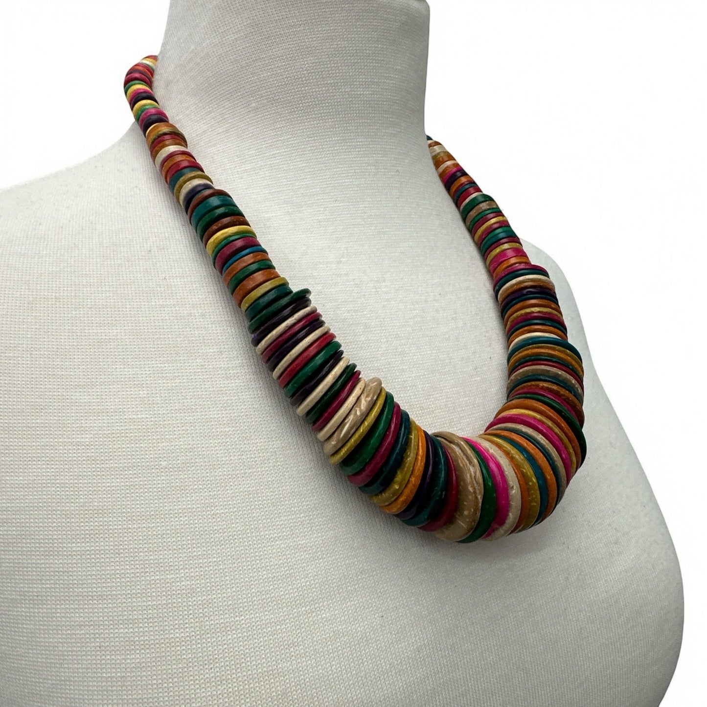 Bohemian Multicolour Coconut Shell Statement Necklace – Handmade Ethnic Jewellery - Fatisha Boutique