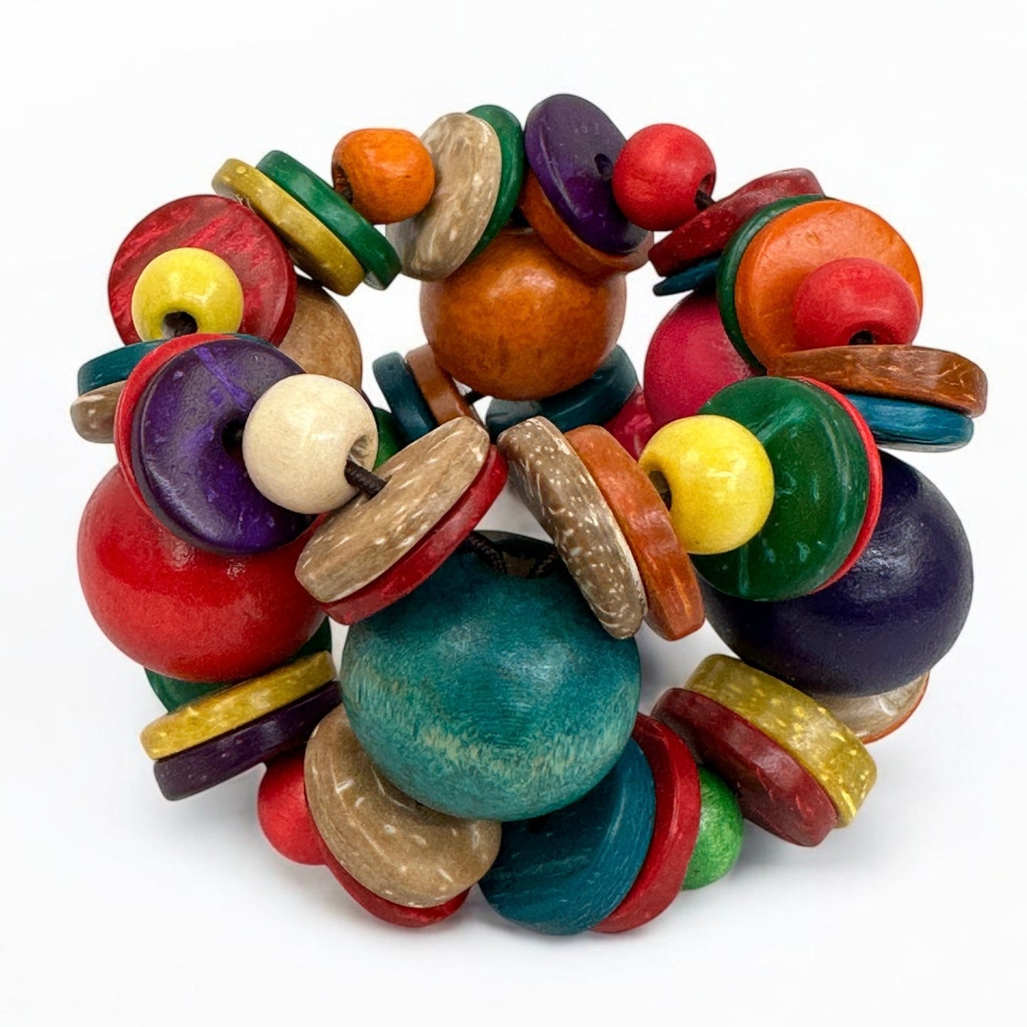 Bohemian Multicolour Coconut Shells Beaded Bangle Bracelet Cuff - Fatisha Boutique