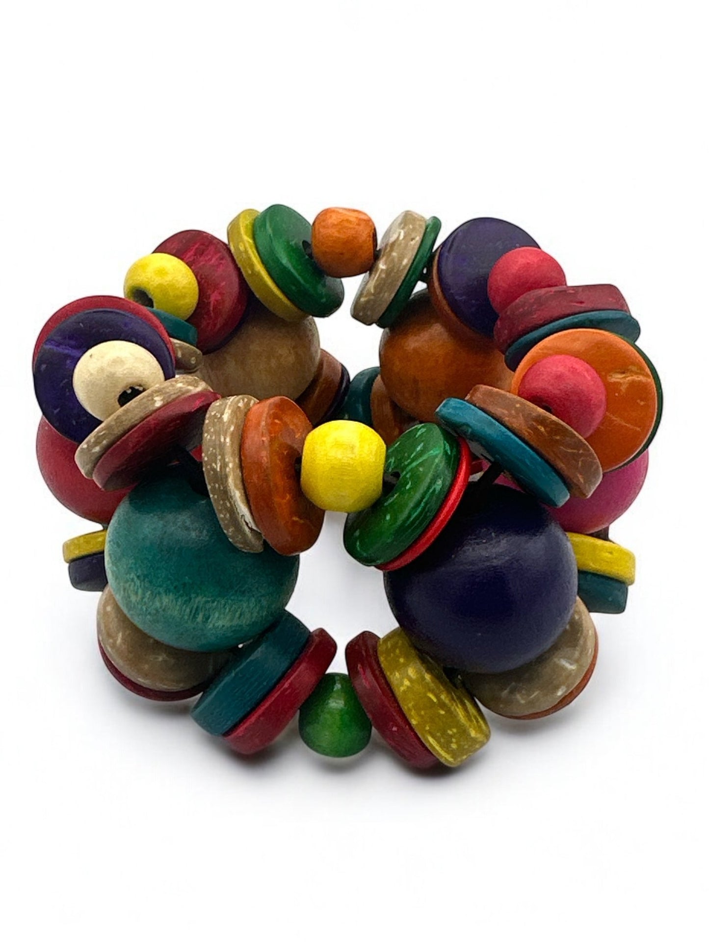 Bohemian Multicolour Coconut Shells Beaded Bangle Bracelet Cuff - Fatisha Boutique