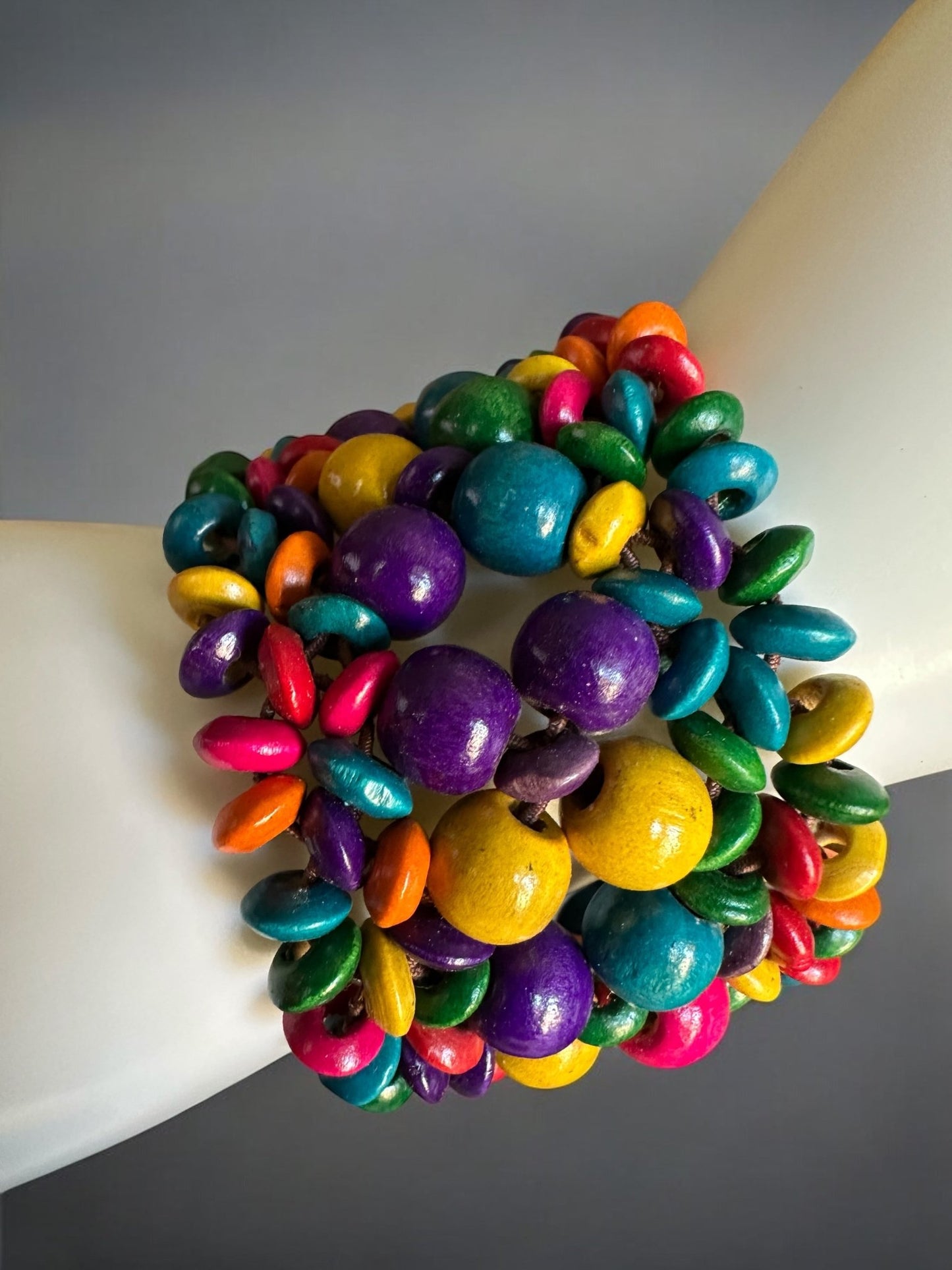 Bohemian Multicoloured Wooden Beaded Bracelet - Fatisha Boutique