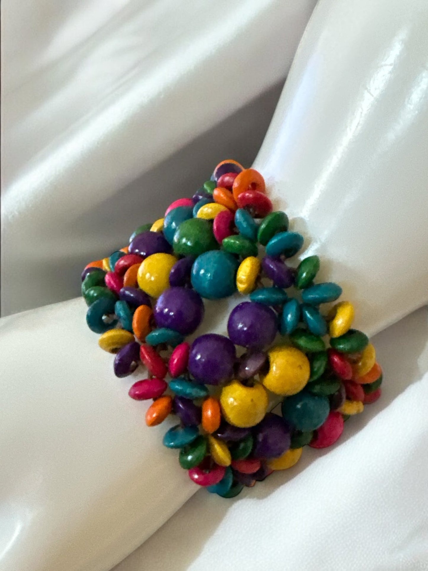 Bohemian Multicoloured Wooden Beaded Bracelet - Fatisha Boutique