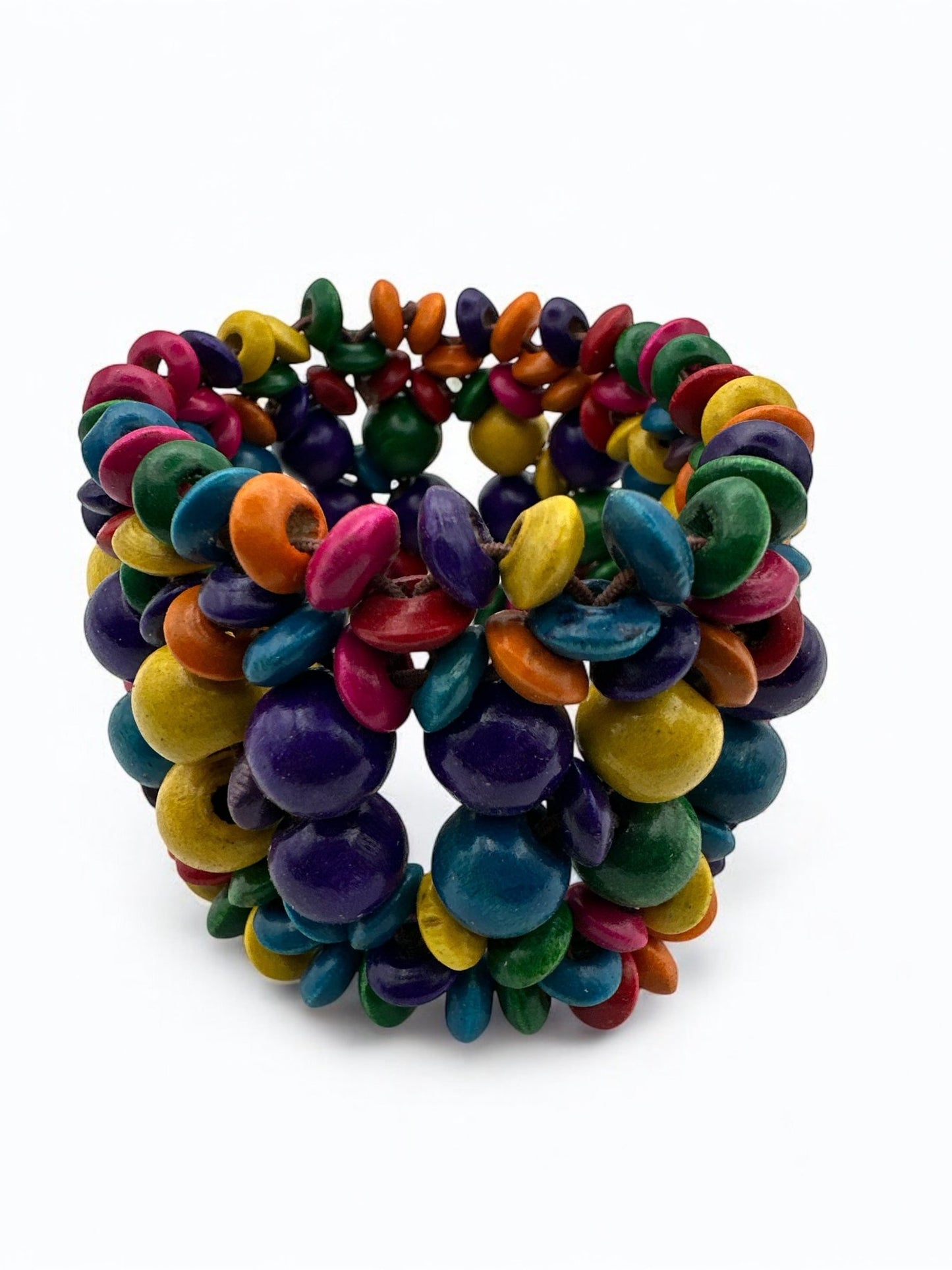 Bohemian Multicoloured Wooden Beaded Bracelet - Fatisha Boutique