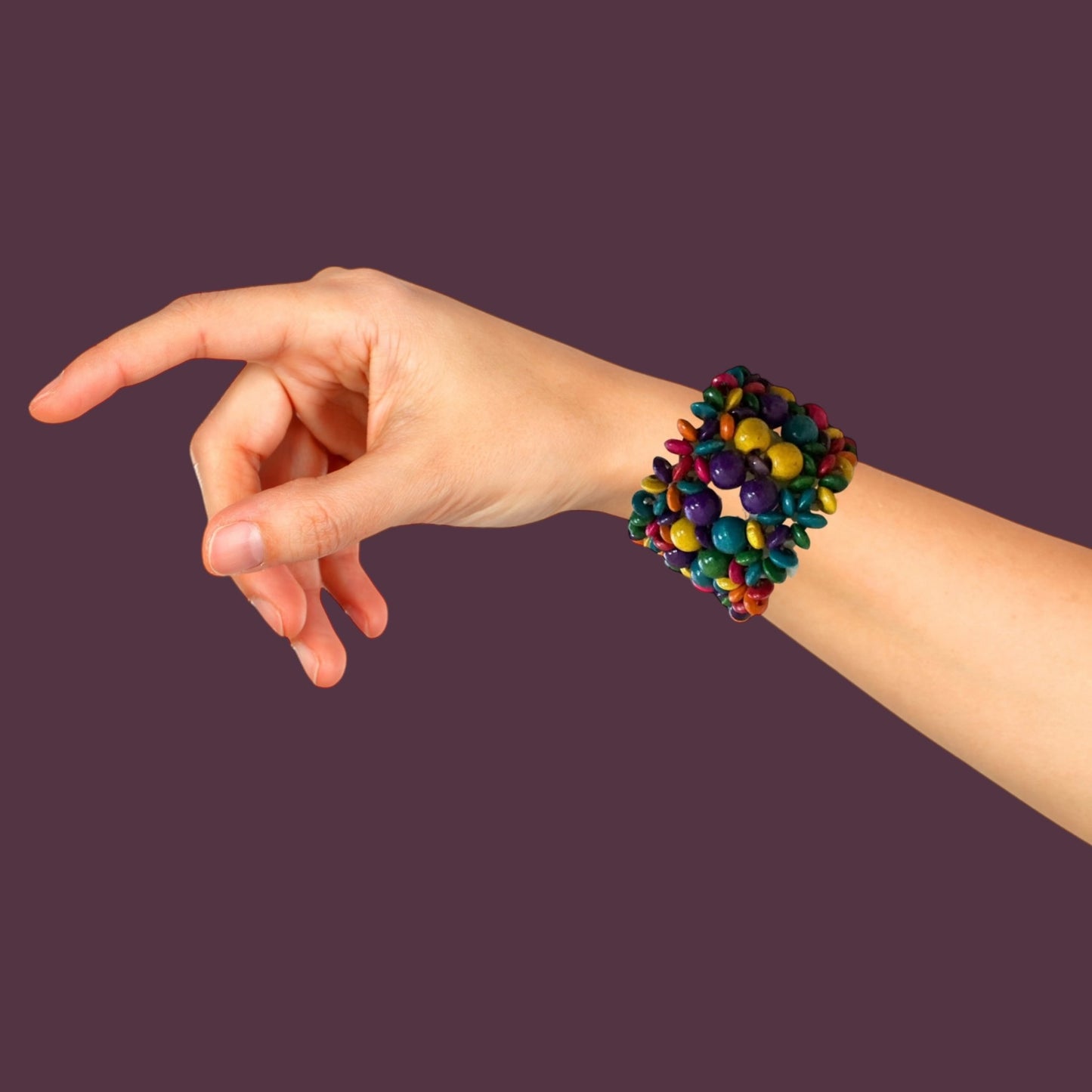 Bohemian Multicoloured Wooden Beaded Bracelet - Fatisha Boutique
