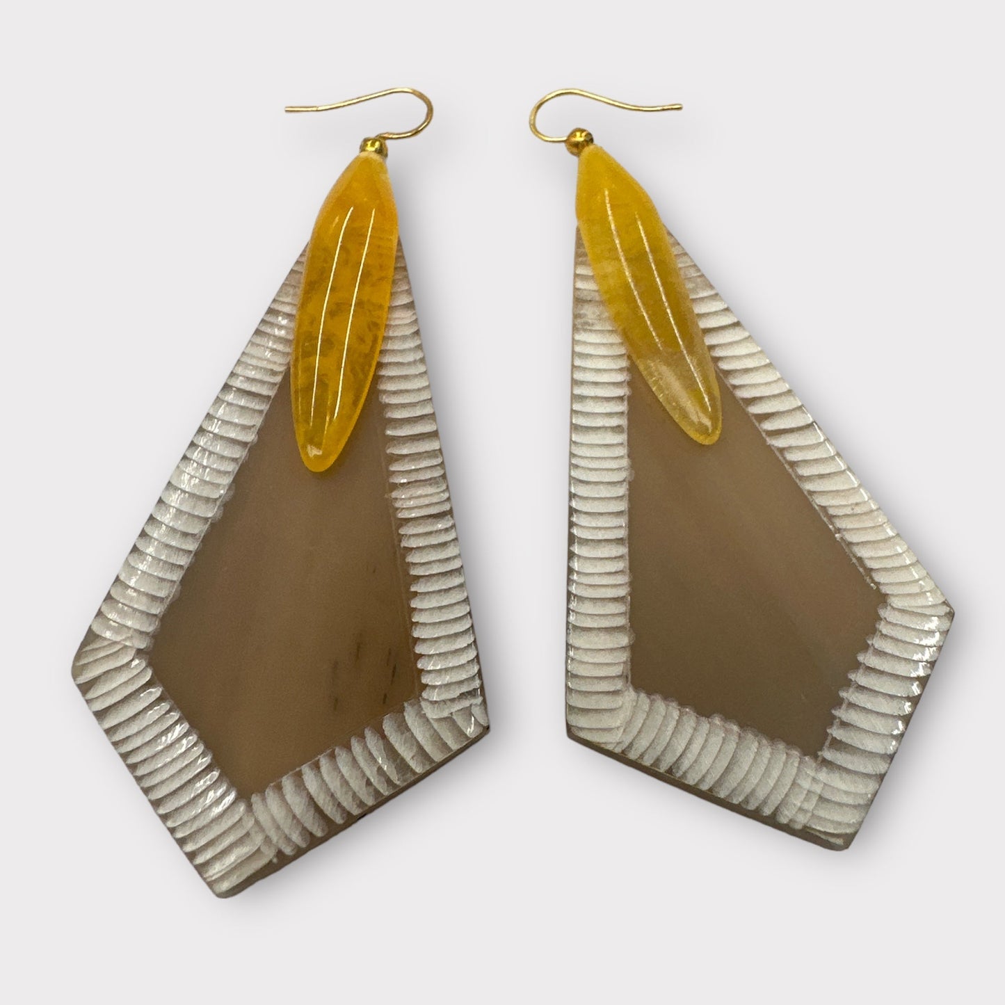 Bohemian Natural Buffalo Horn Rhodium Drop Earrings - Fatisha Boutique