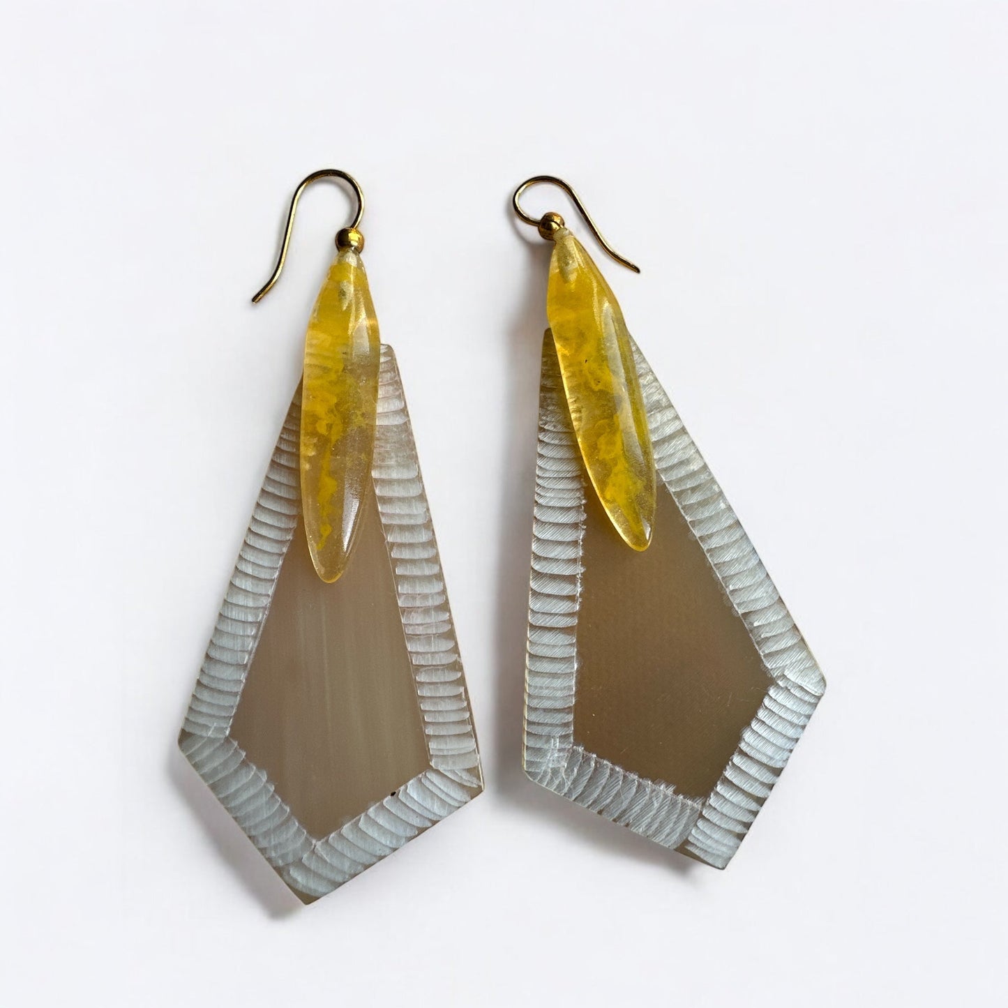 Bohemian Natural Buffalo Horn Rhodium Drop Earrings - Fatisha Boutique