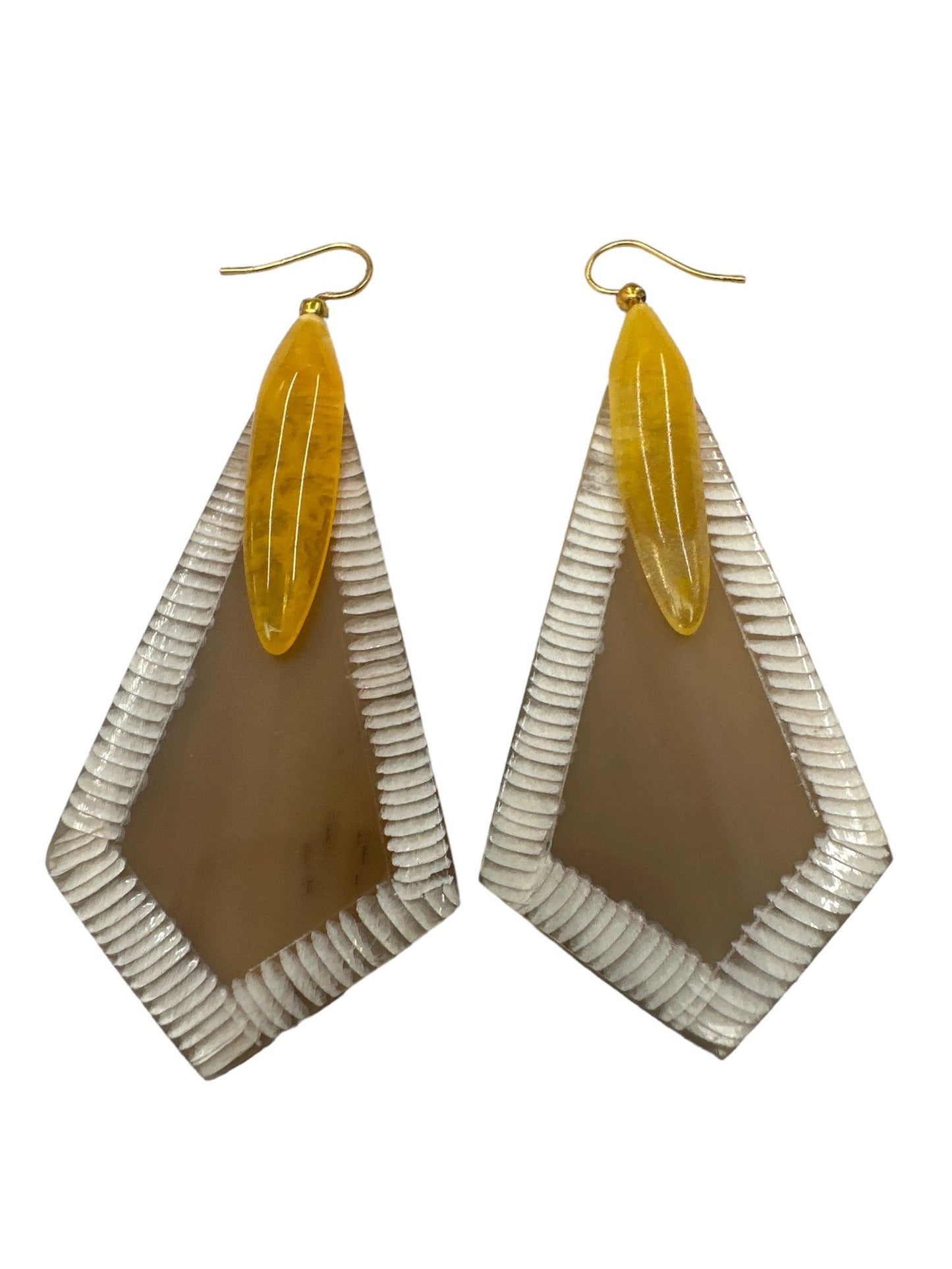 Bohemian Natural Buffalo Horn Rhodium Drop Earrings - Fatisha Boutique