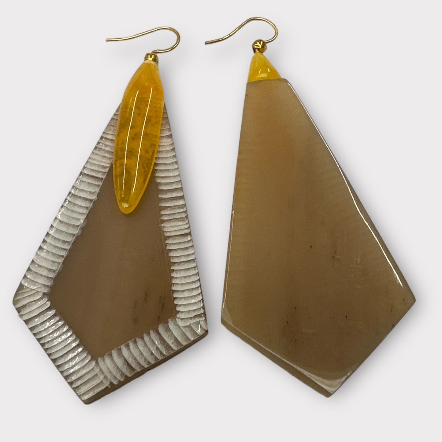 Bohemian Natural Buffalo Horn Rhodium Drop Earrings - Fatisha Boutique