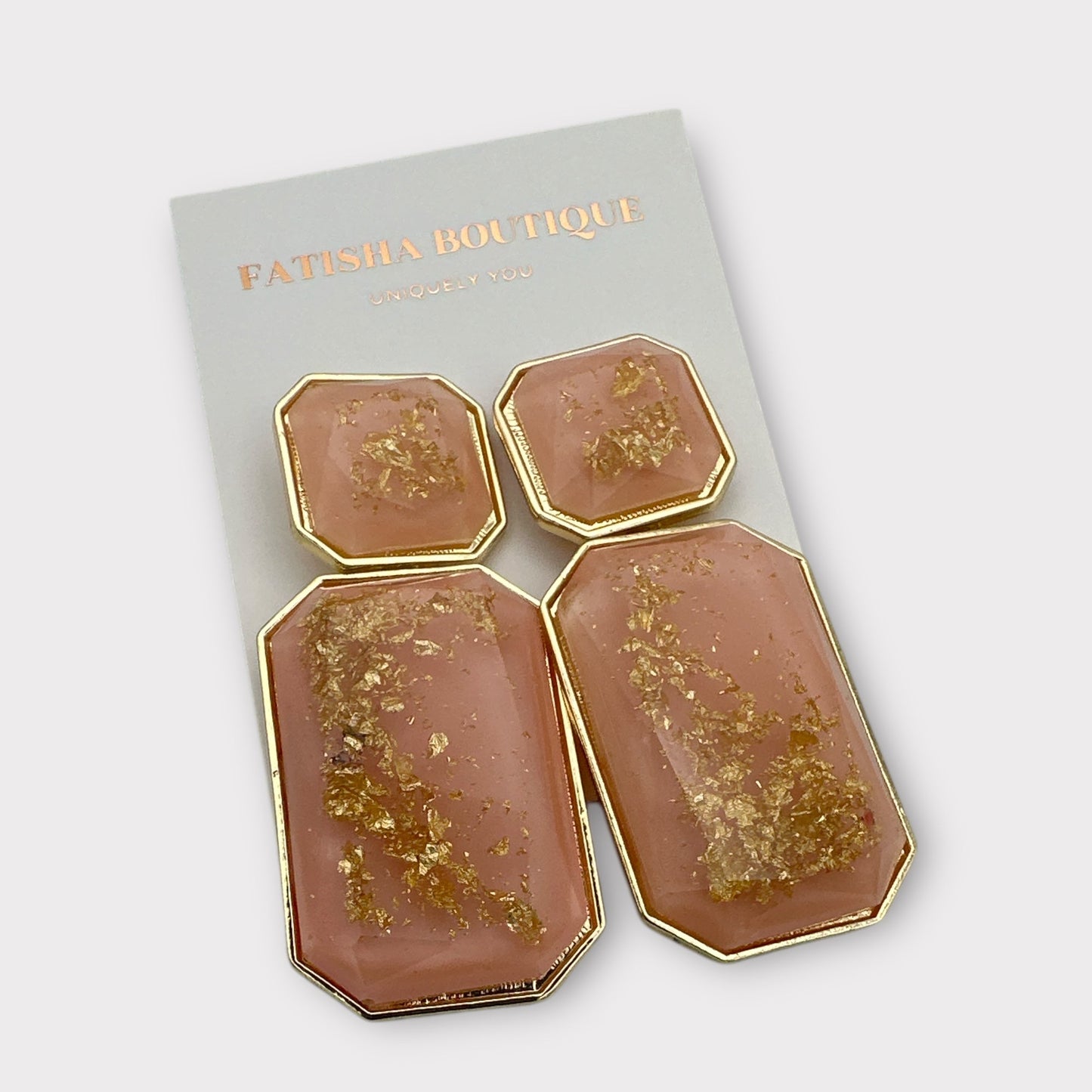 Bohemian Resin Dangle Earrings with Gold Foil – Bold Geometric Statement Jewellery For Women - Fatisha Boutique