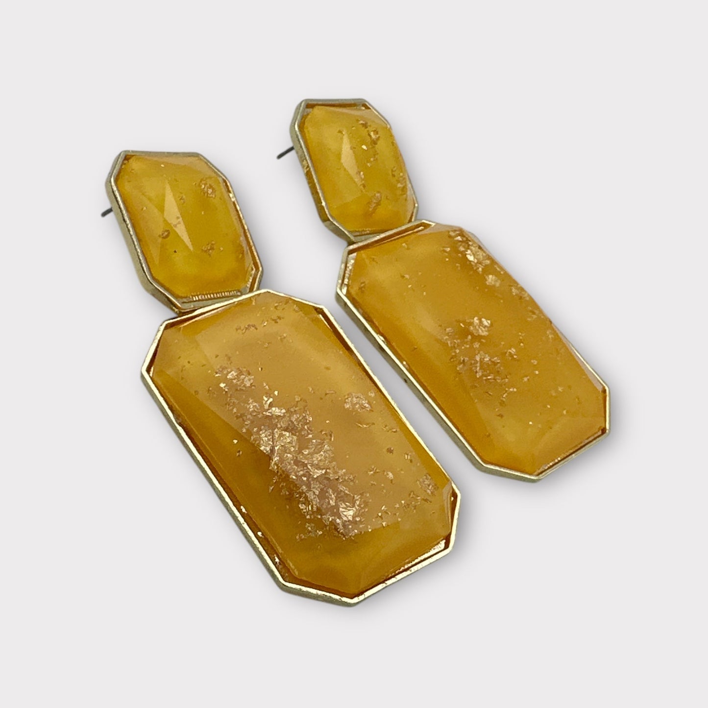 Bohemian Resin Dangle Earrings with Gold Foil – Bold Geometric Statement Jewellery For Women - Fatisha Boutique