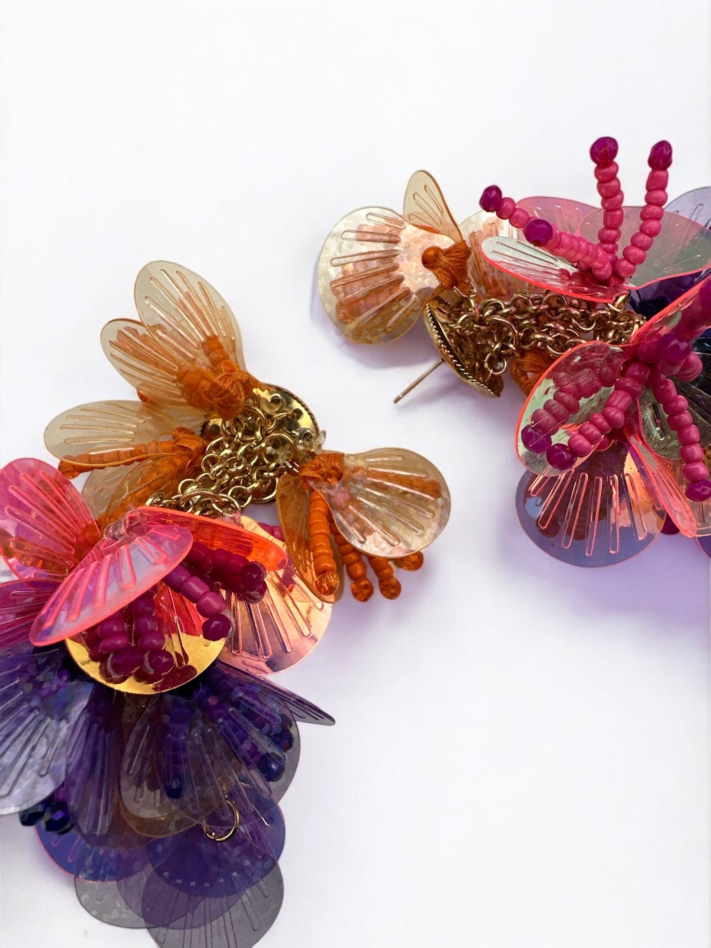 Bohemian Sequin Shells Flowers Tassels Statement Earrings - Fatisha Boutique