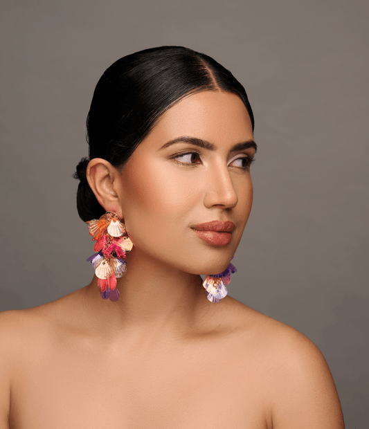 Bohemian Sequin Shells Flowers Tassels Statement Earrings - Fatisha Boutique