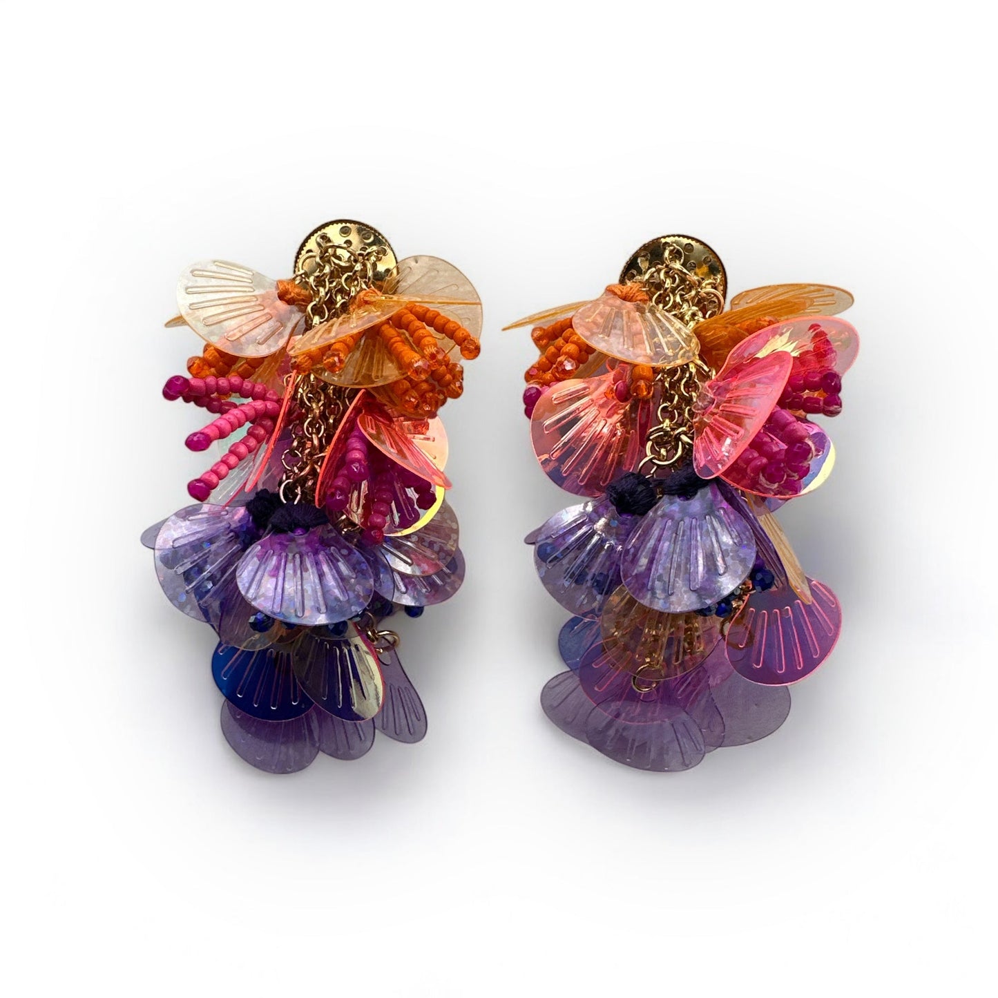 Bohemian Sequin Shells Flowers Tassels Statement Earrings - Fatisha Boutique