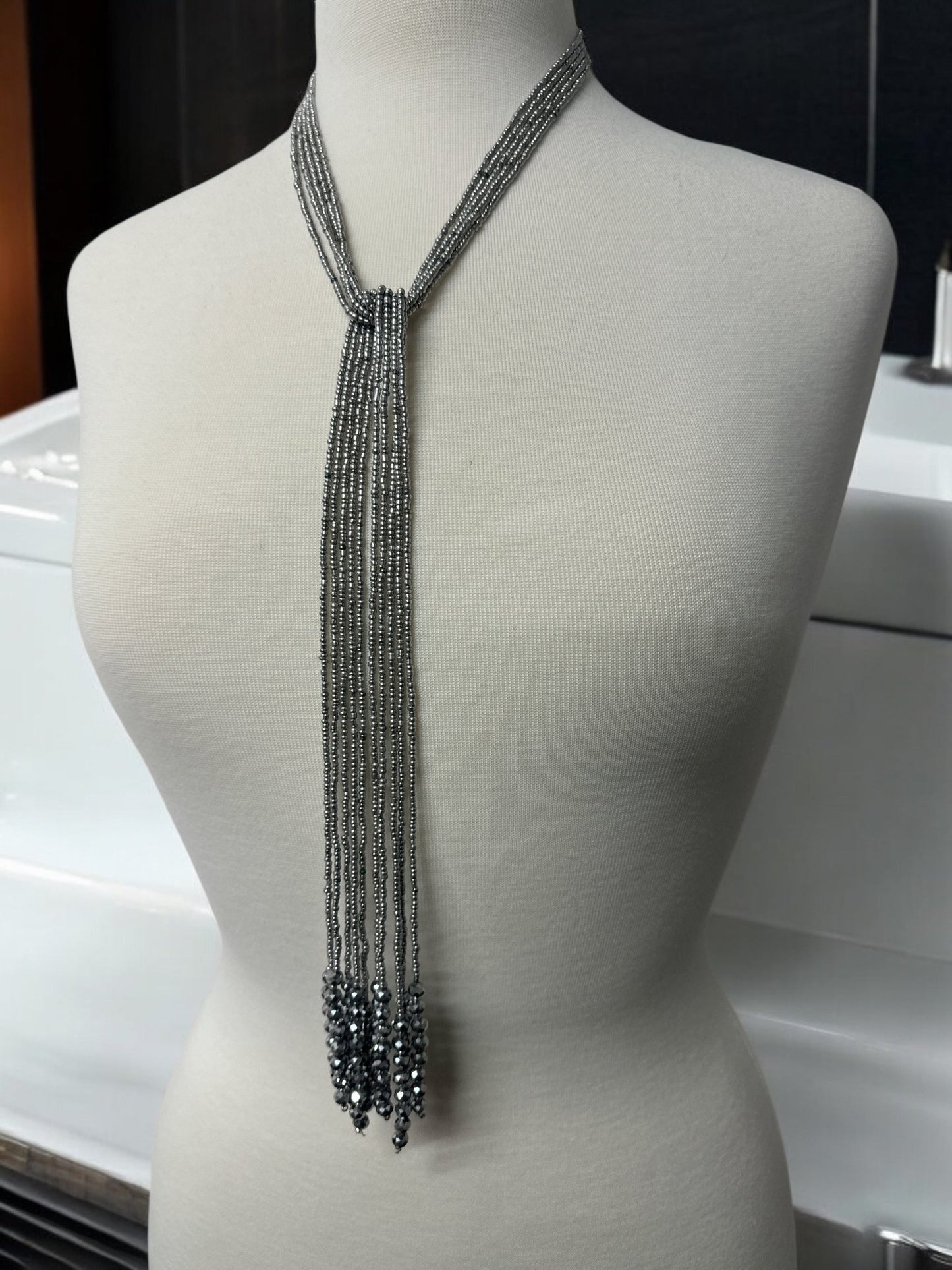 Bohemian Versatile 5 - Long Strands Glass Beaded Necklace | Handmade Statement Jewellery - Fatisha Boutique