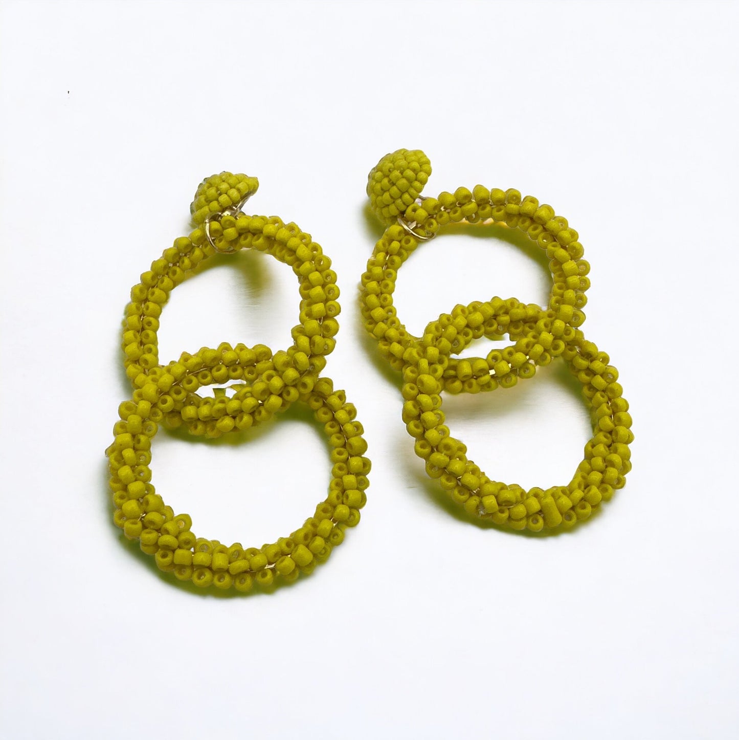 Bohemian Yellow Beaded Dangle Earrings - Fatisha Boutique