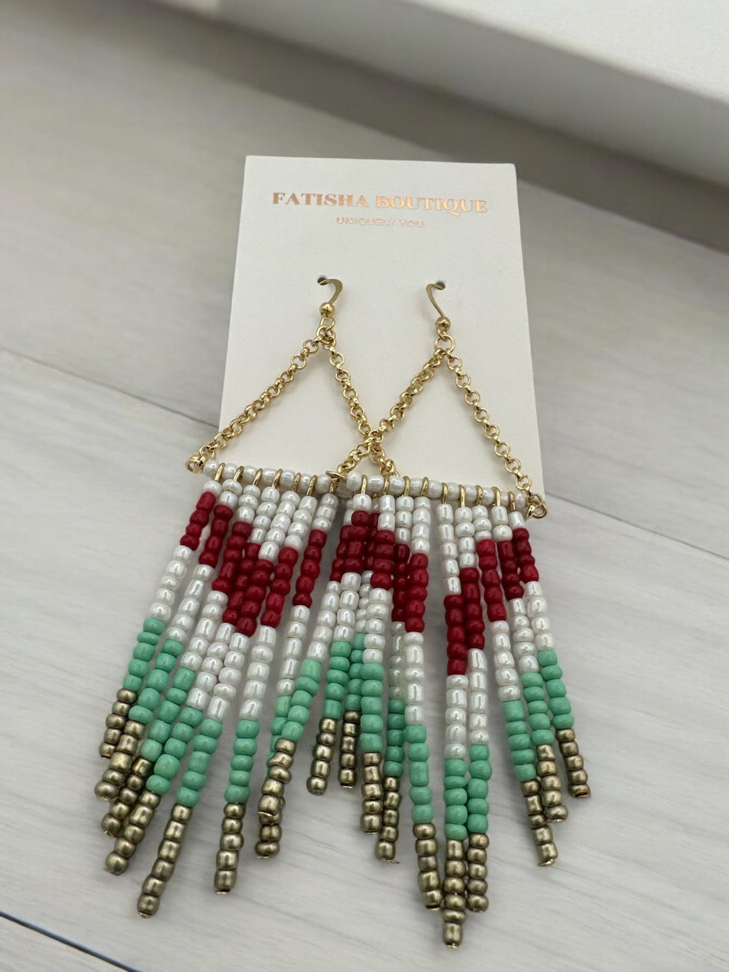 Boho Chic Beaded Dangle Earrings – Handmade Tribal - Inspired Jewellery - Fatisha Boutique