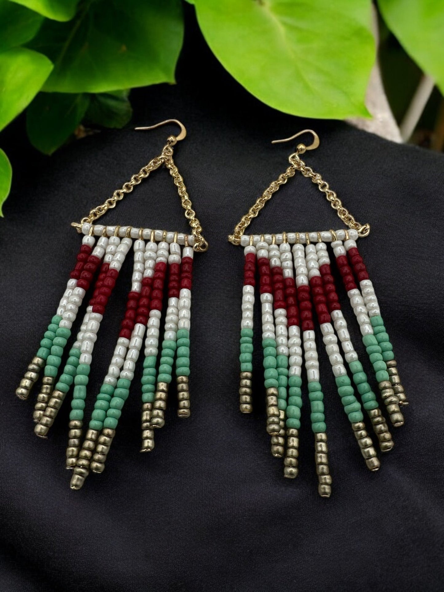 Boho Chic Beaded Dangle Earrings – Handmade Tribal - Inspired Jewellery - Fatisha Boutique