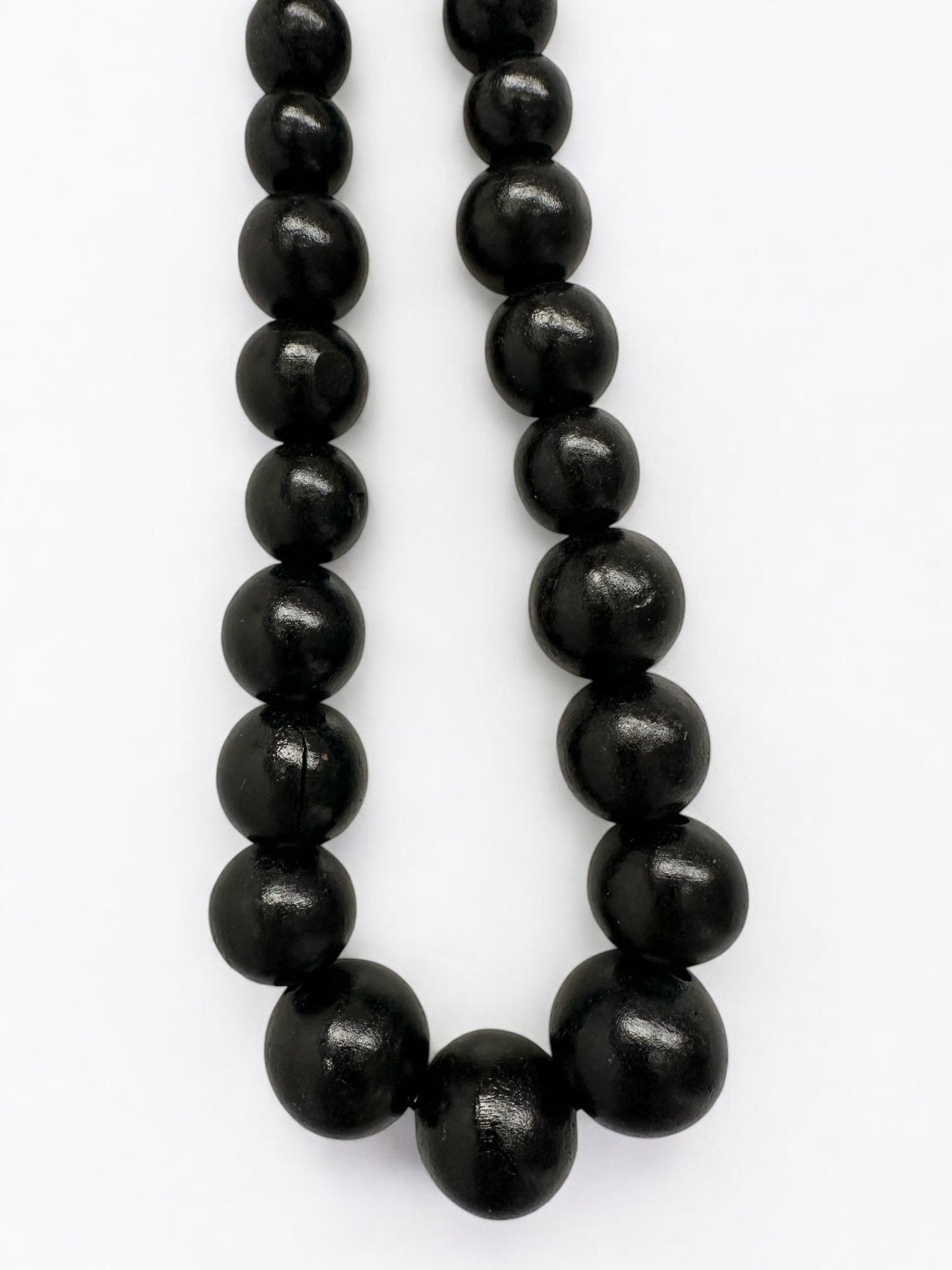 Boho Ethnic Black Wooden Bead Necklace – Handmade Chunky Statement Jewellery - Fatisha Boutique