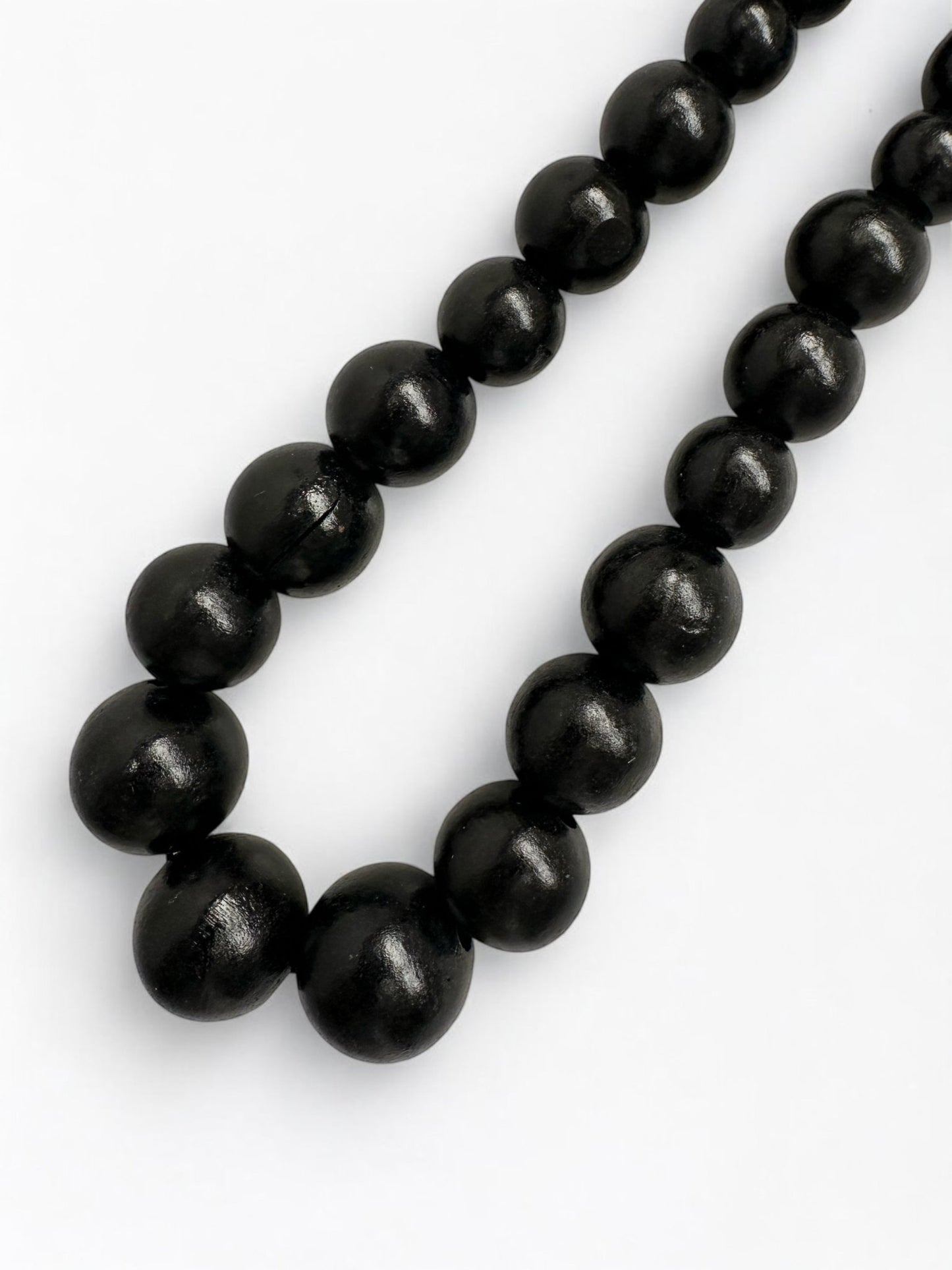 Boho Ethnic Black Wooden Bead Necklace – Handmade Chunky Statement Jewellery - Fatisha Boutique