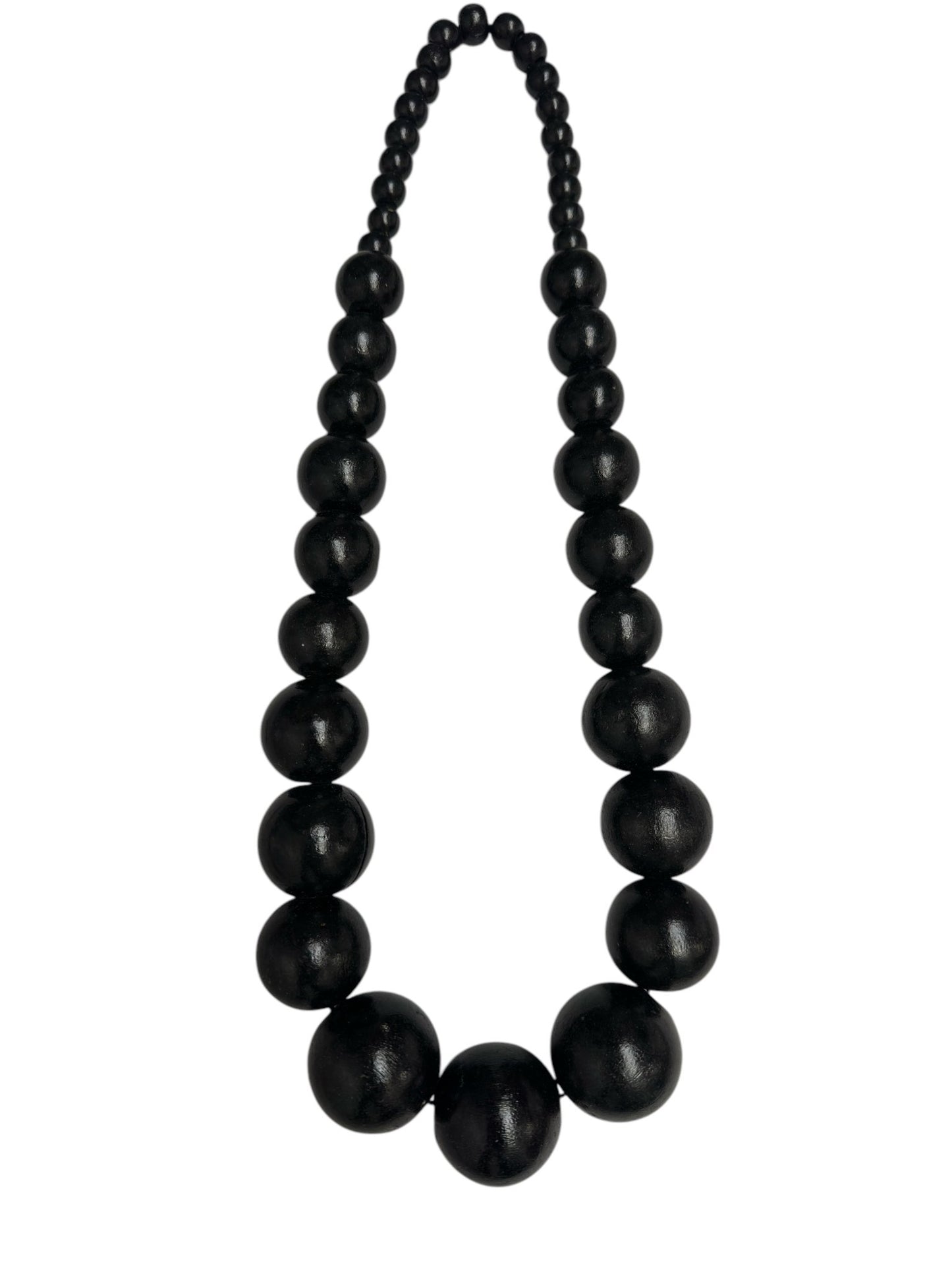 Boho Ethnic Black Wooden Bead Necklace – Handmade Chunky Statement Jewellery - Fatisha Boutique