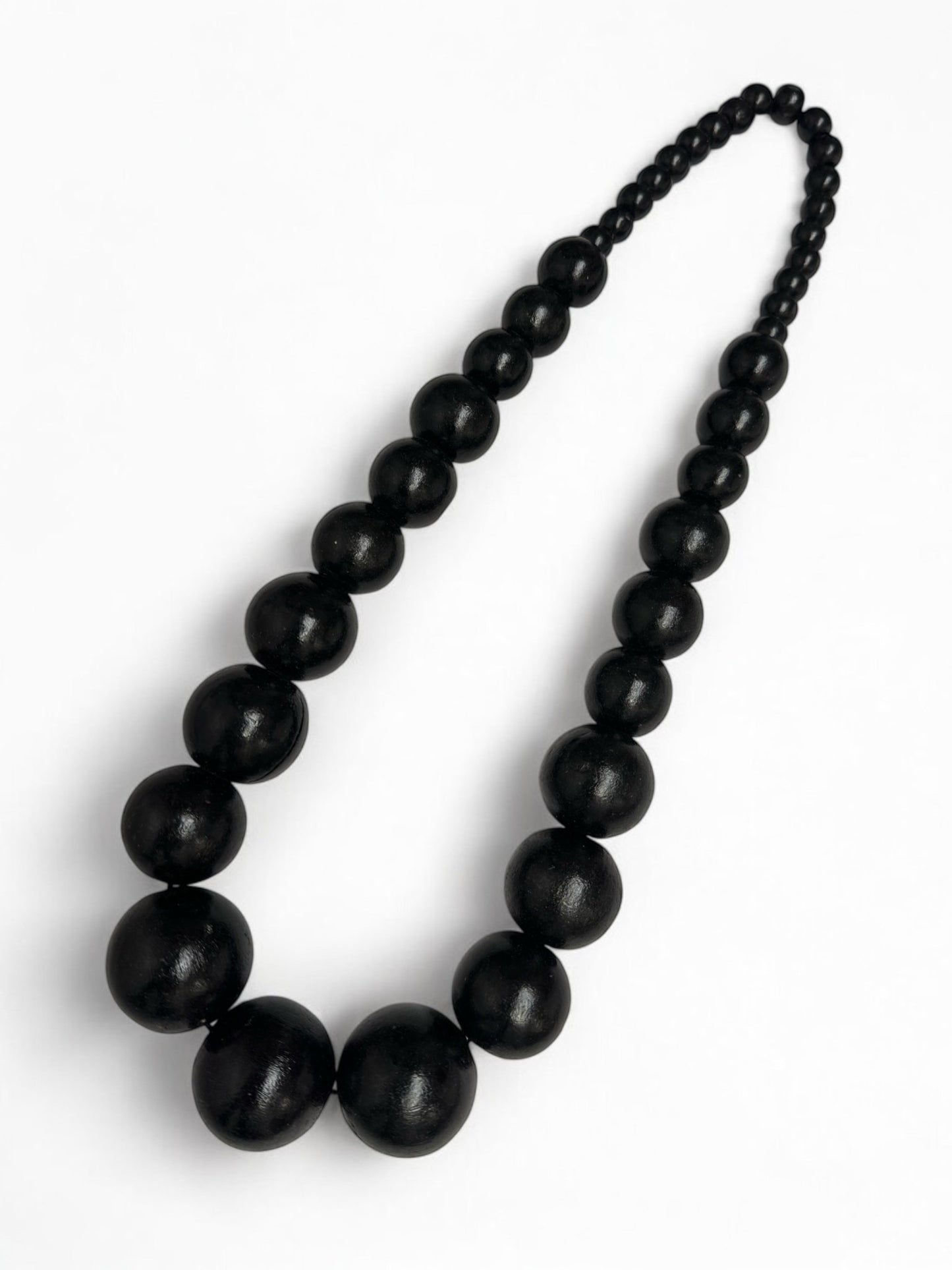 Boho Ethnic Black Wooden Bead Necklace – Handmade Chunky Statement Jewellery - Fatisha Boutique