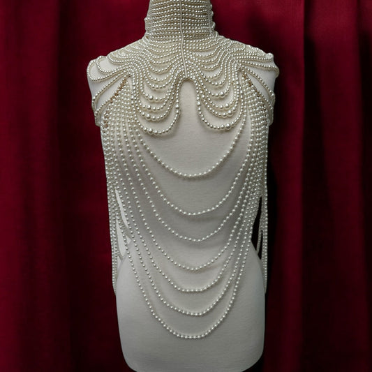 Boho Pearls Beads Shoulders Statement Tassel Chain Body Jewellery - Fatisha Boutique