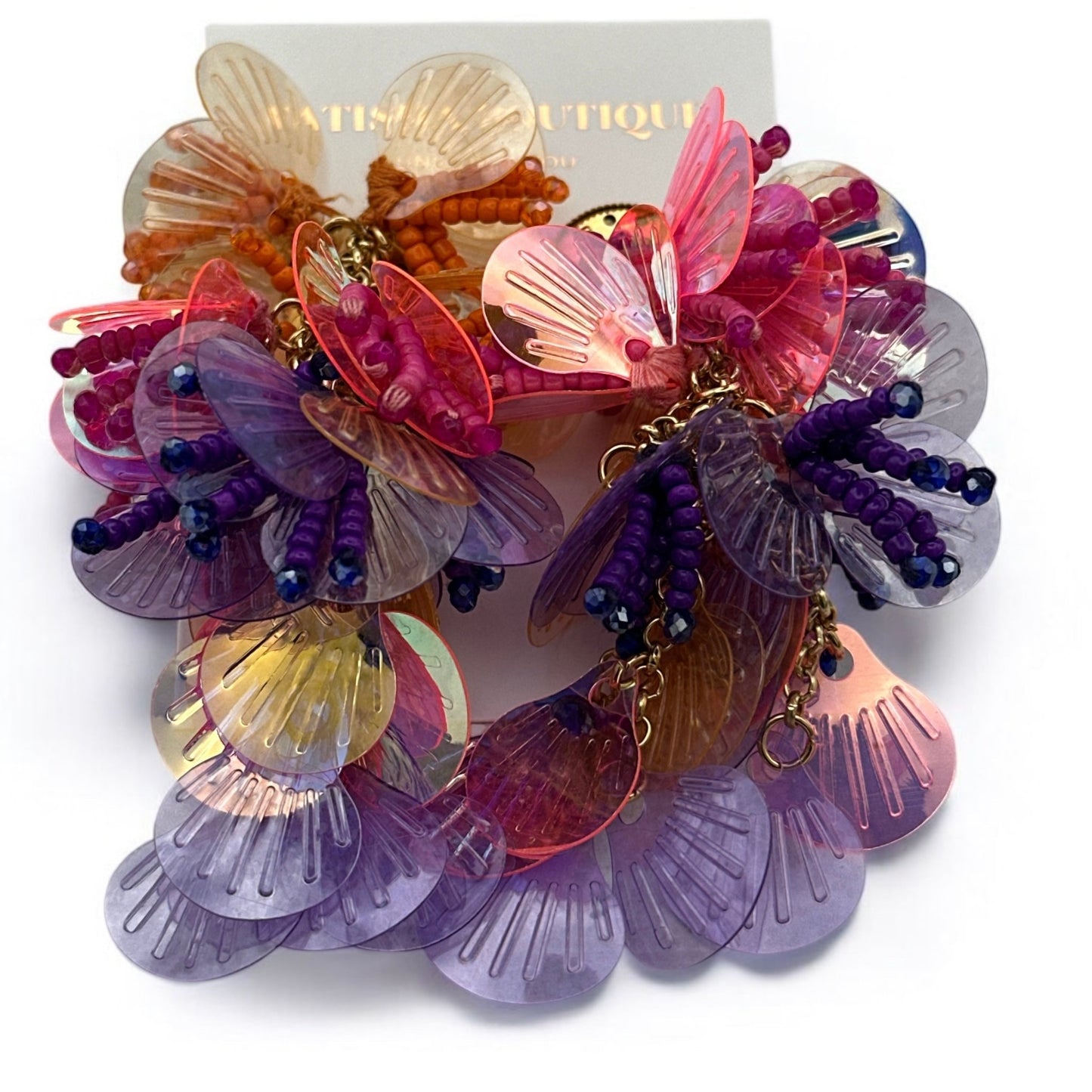 Boho Sequin Shell Tassel Statement Earrings – Handmade - Fatisha Boutique