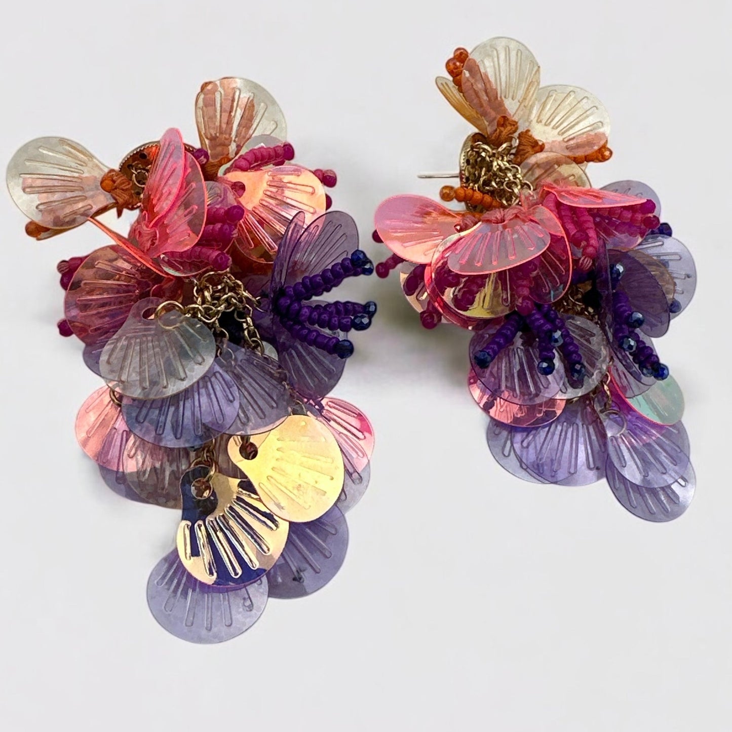 Boho Sequin Shell Tassel Statement Earrings – Handmade - Fatisha Boutique