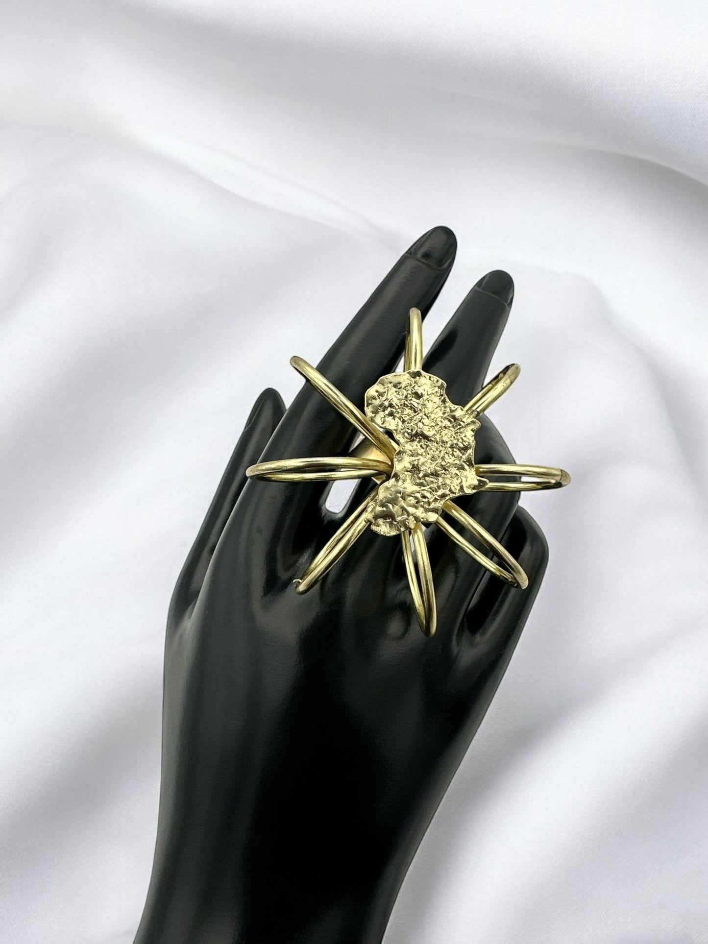 Bold Africa Map Design in Sculptural Style Statement African Brass Ring - Fatisha Boutique