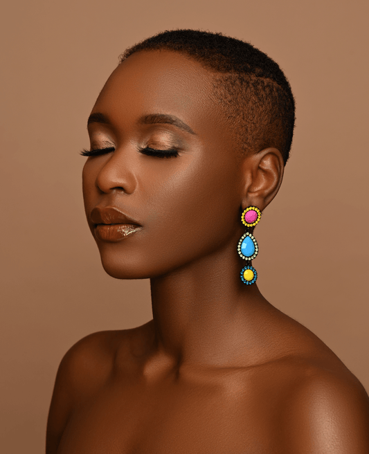 Bold Bohemian Multicoloured Resin Drop Earrings - Fatisha Boutique