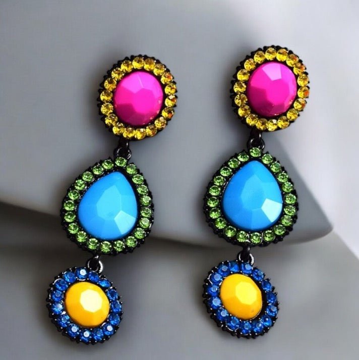 Bold Bohemian Multicoloured Resin Drop Earrings - Fatisha Boutique