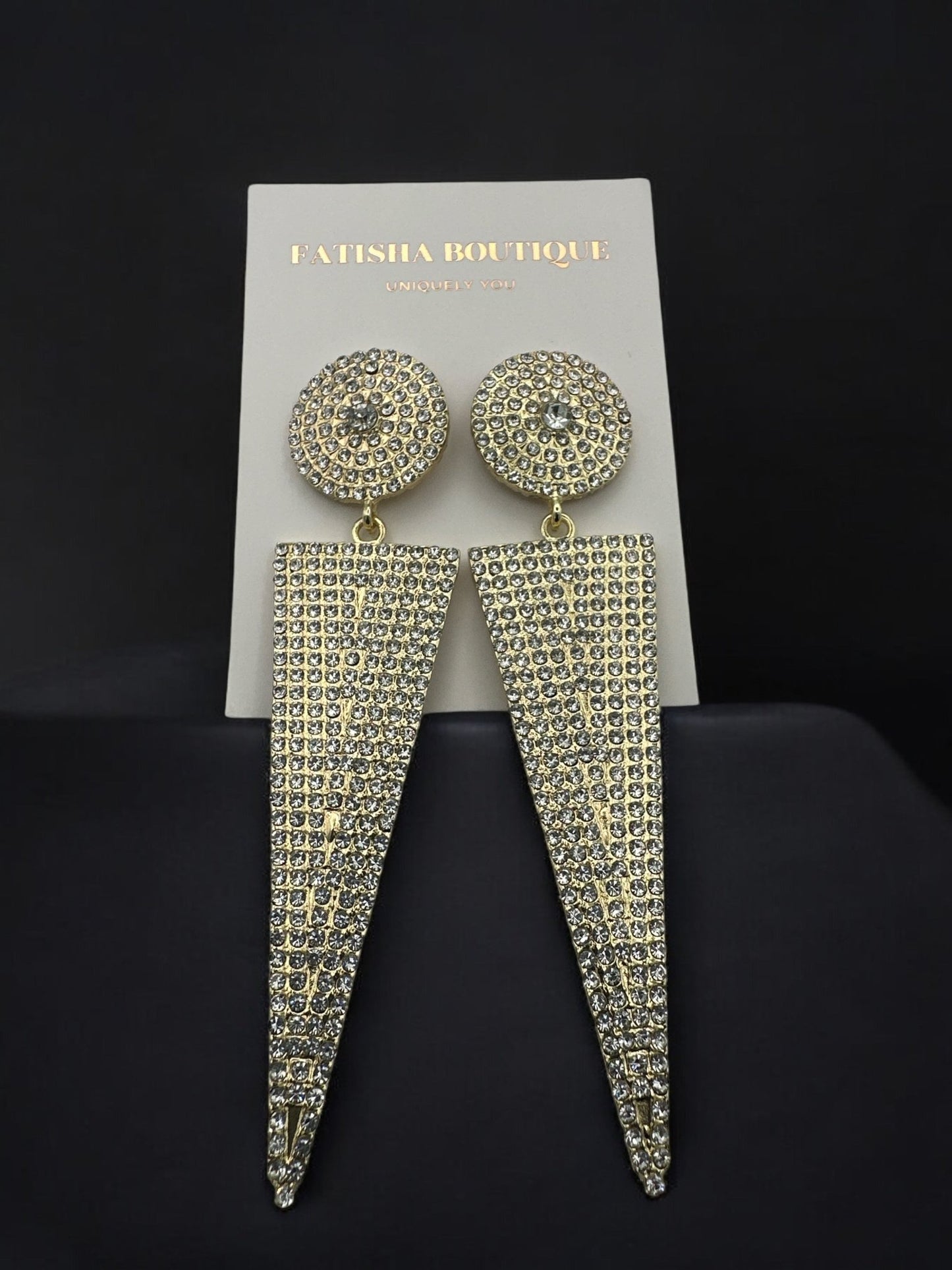 Bold Geometric Dangle Earrings – Statement Earrings with Textured Design - Fatisha Boutique