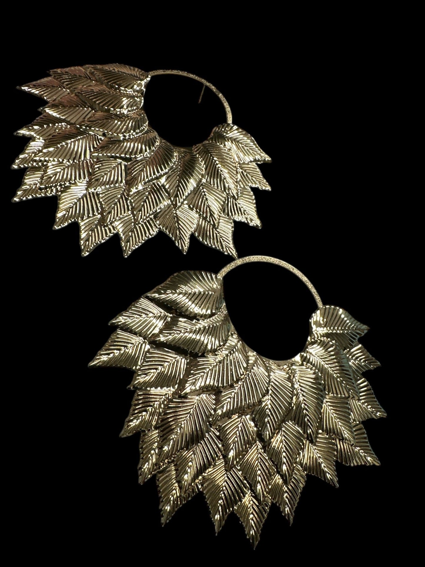Bold Gold Leaf Statement Earrings - Fatisha Boutique
