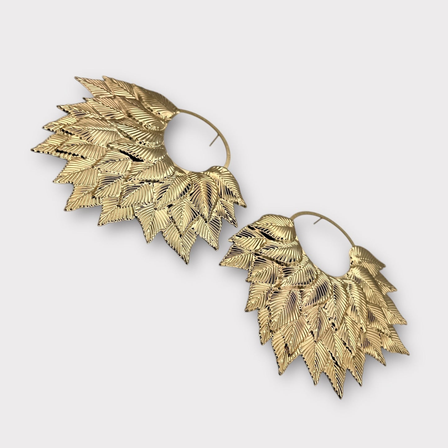 Bold Gold Leaf Statement Earrings - Fatisha Boutique