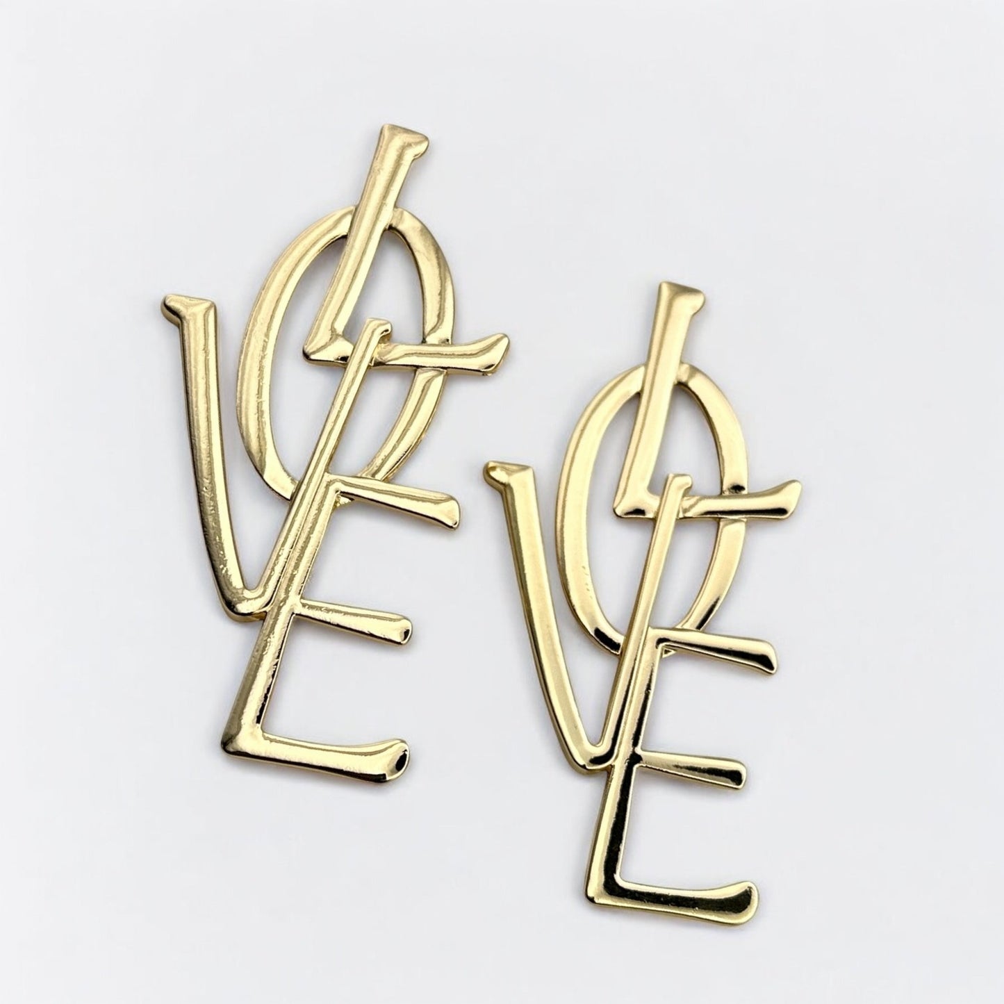 Bold LOVE Letter Statement Earrings – Oversized Drop in Gold or Silver - Fatisha Boutique