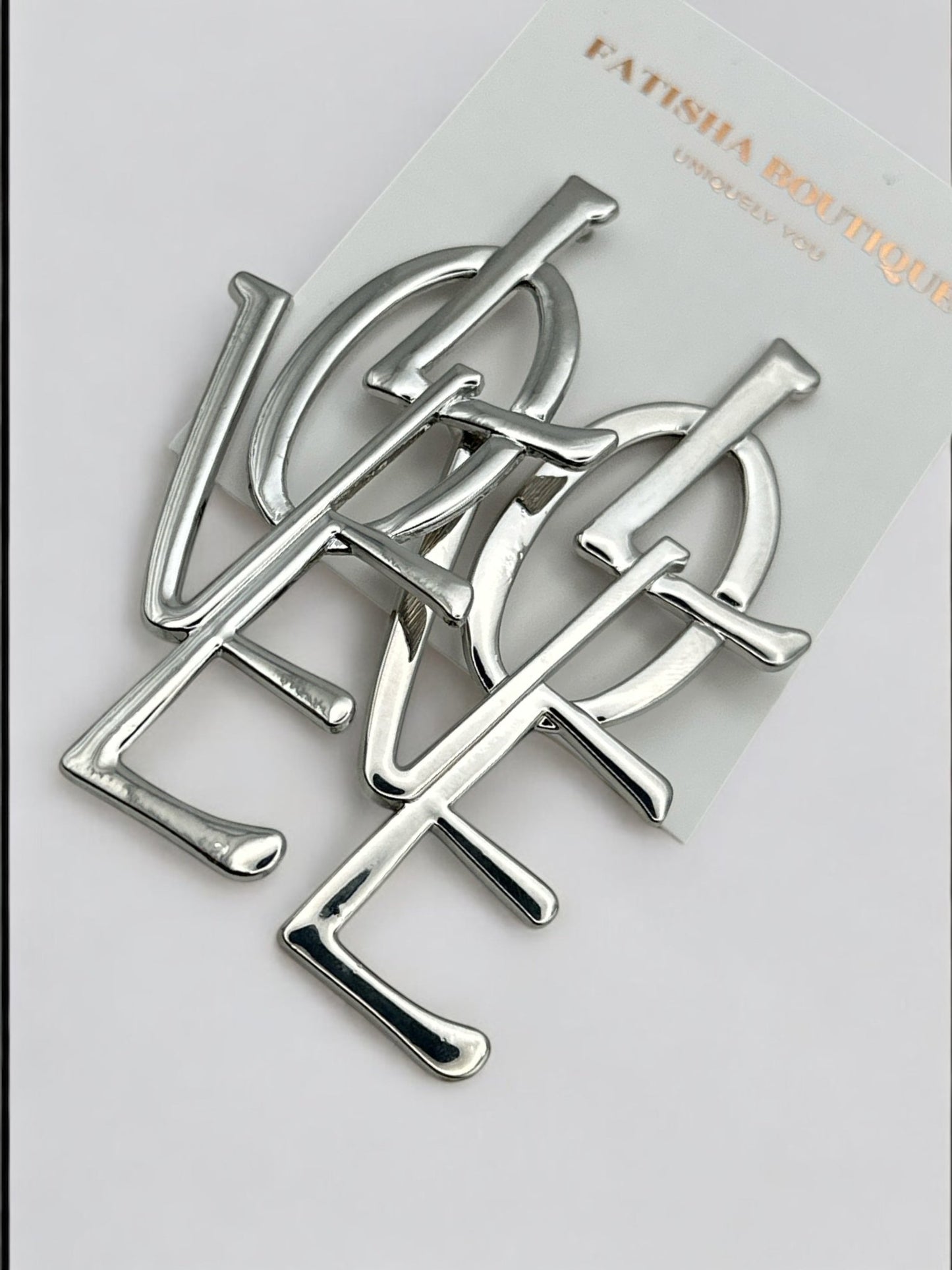 Bold LOVE Letter Statement Earrings – Oversized Drop in Gold or Silver - Fatisha Boutique