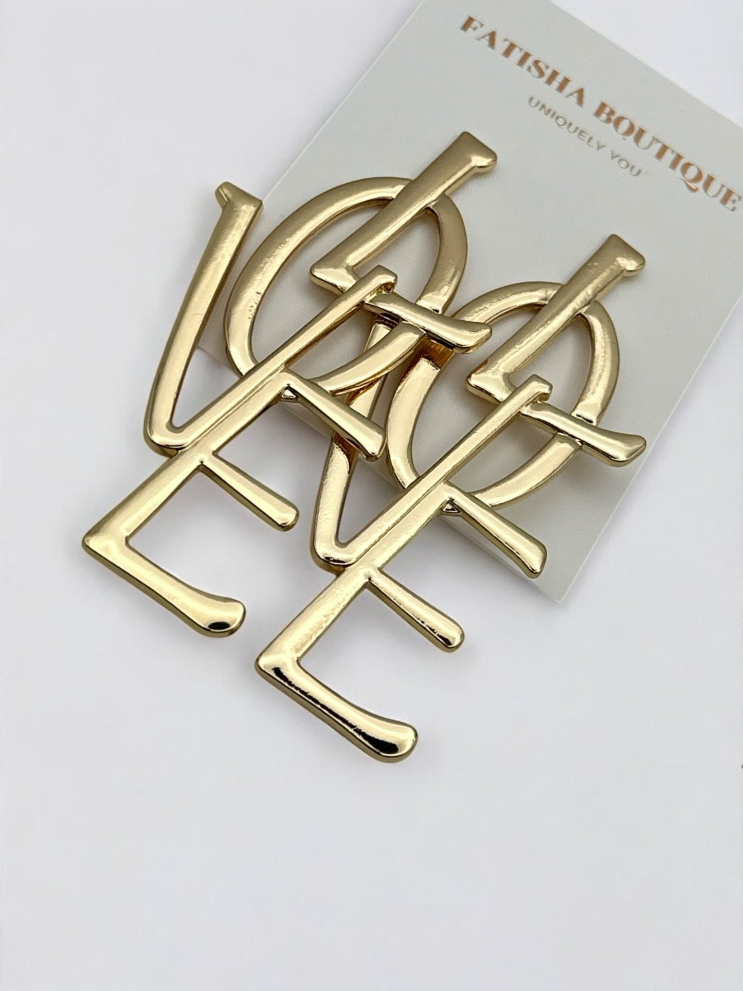 Bold LOVE Letter Statement Earrings – Oversized Drop in Gold or Silver - Fatisha Boutique