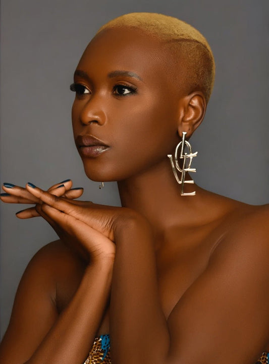 Bold LOVE Letter Statement Earrings – Oversized Drop in Gold or Silver - Fatisha Boutique