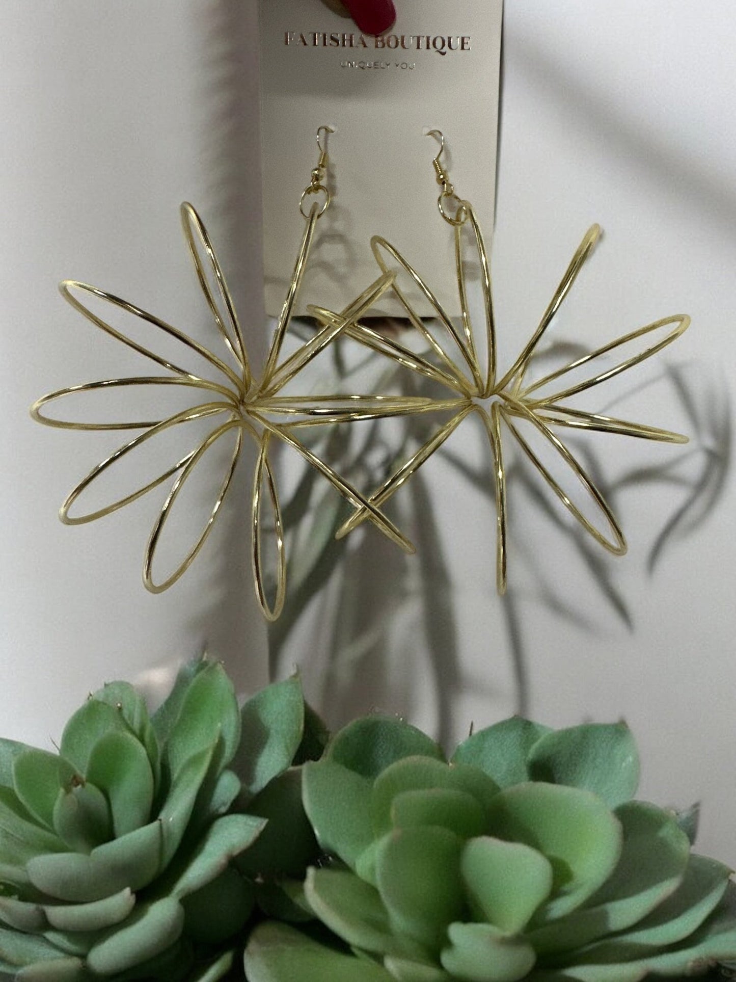 Bold Oversized Brass Dangle Earrings - Unique Geometric Statement Jewellery - Fatisha Boutique