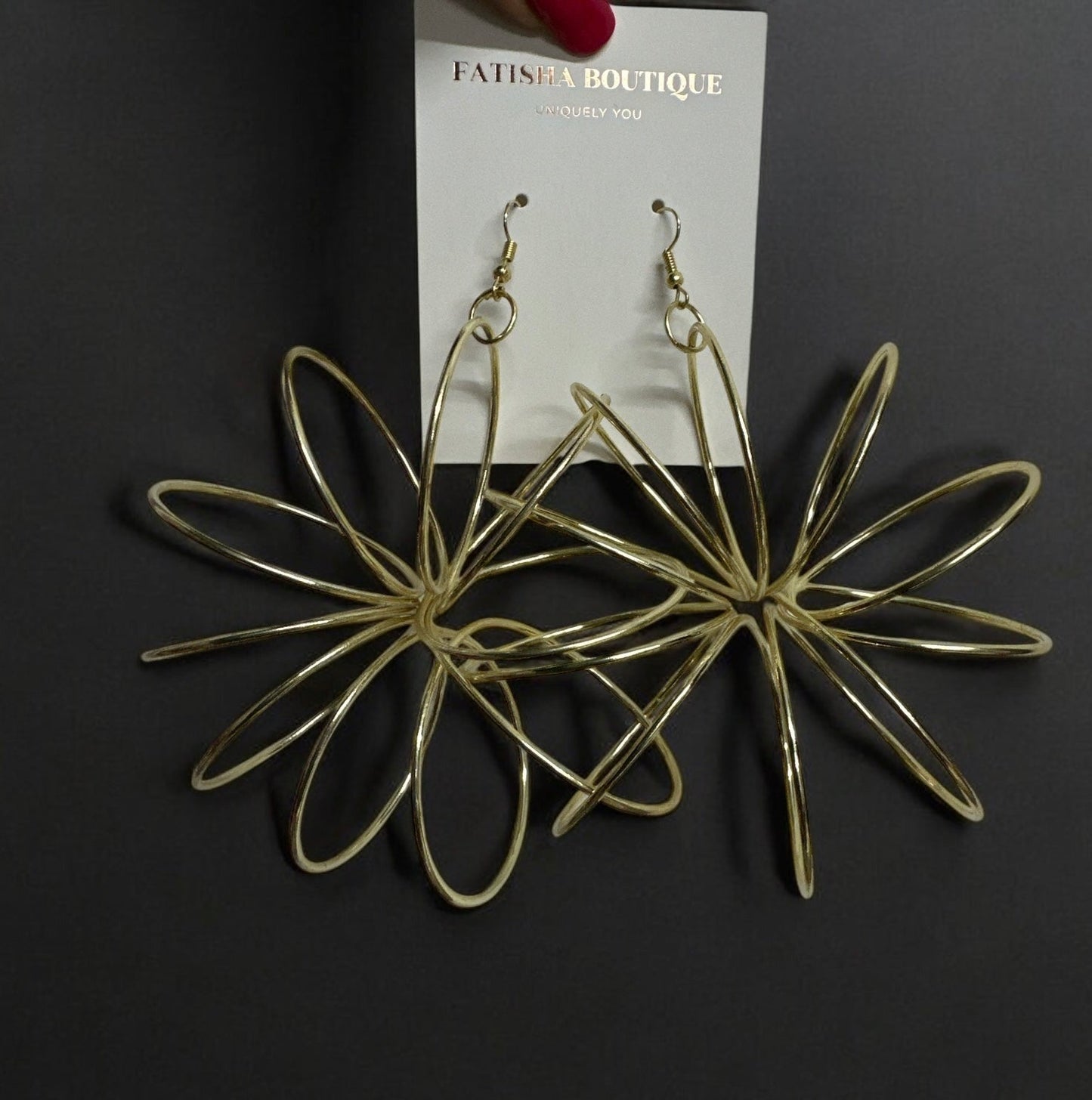 Bold Oversized Brass Dangle Earrings - Unique Geometric Statement Jewellery - Fatisha Boutique