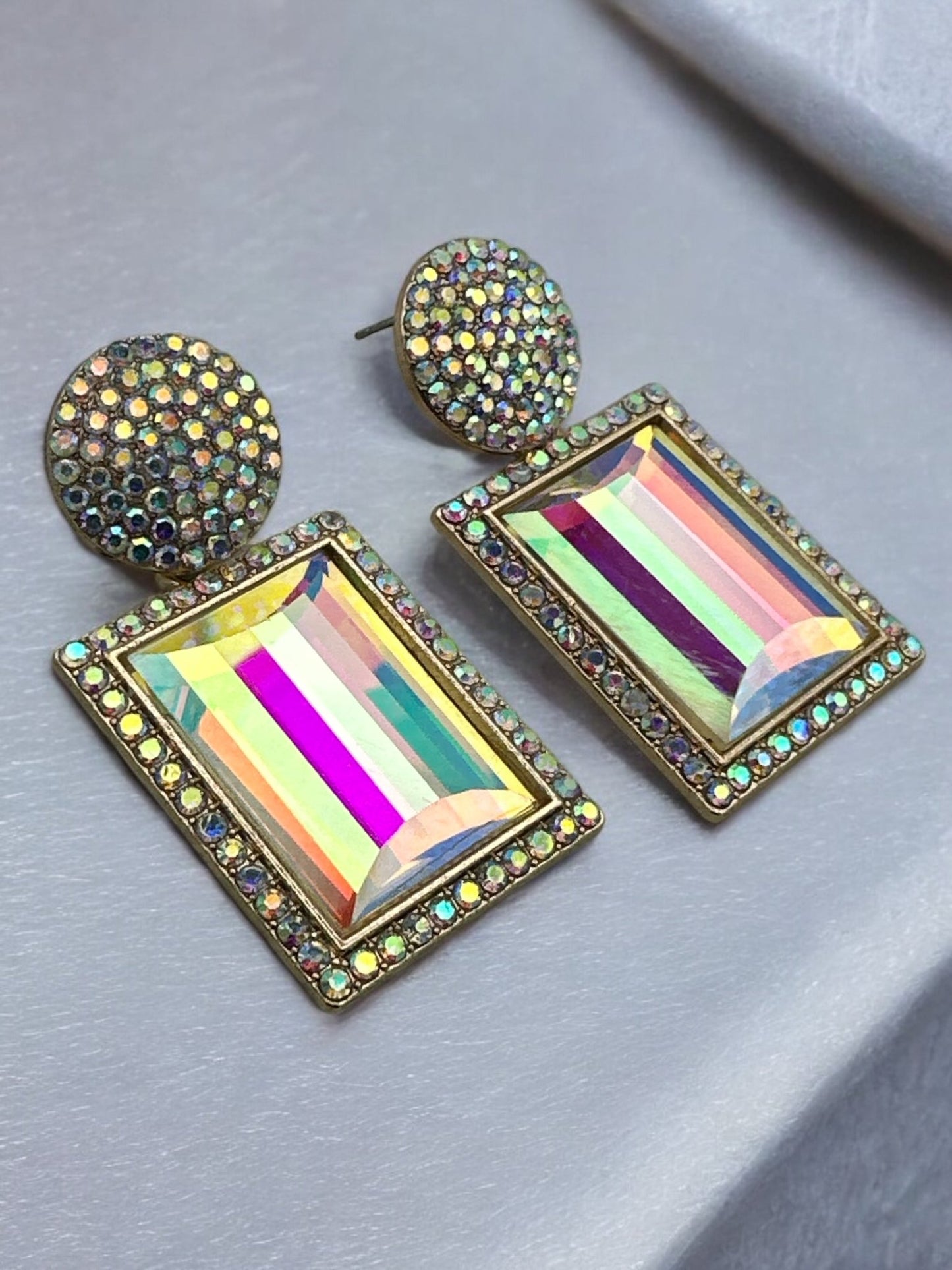 Bold Rhinestone Statement Earrings - Multiple Colours - Elegant Party Jewellery - Fatisha Boutique
