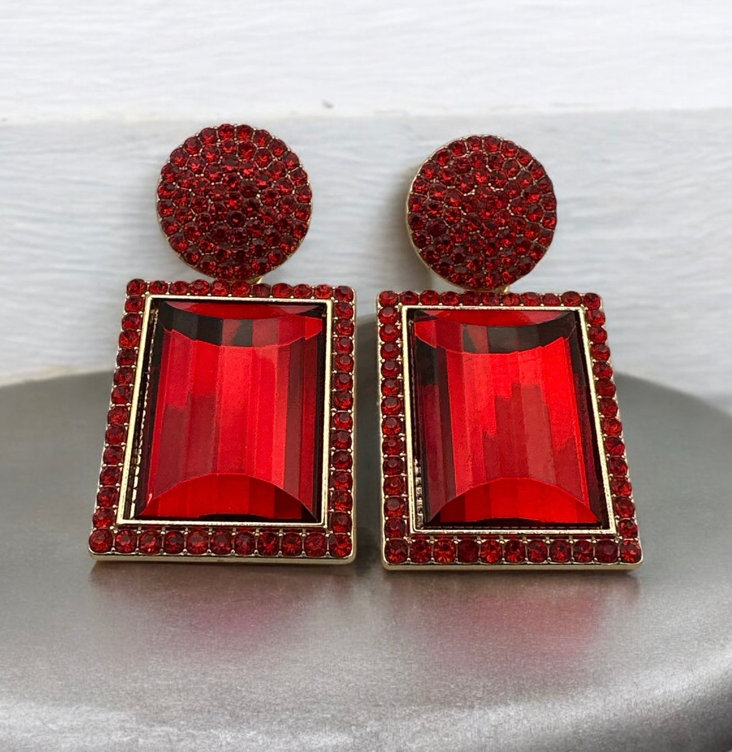 Bold Rhinestone Statement Earrings - Multiple Colours - Elegant Party Jewellery - Fatisha Boutique