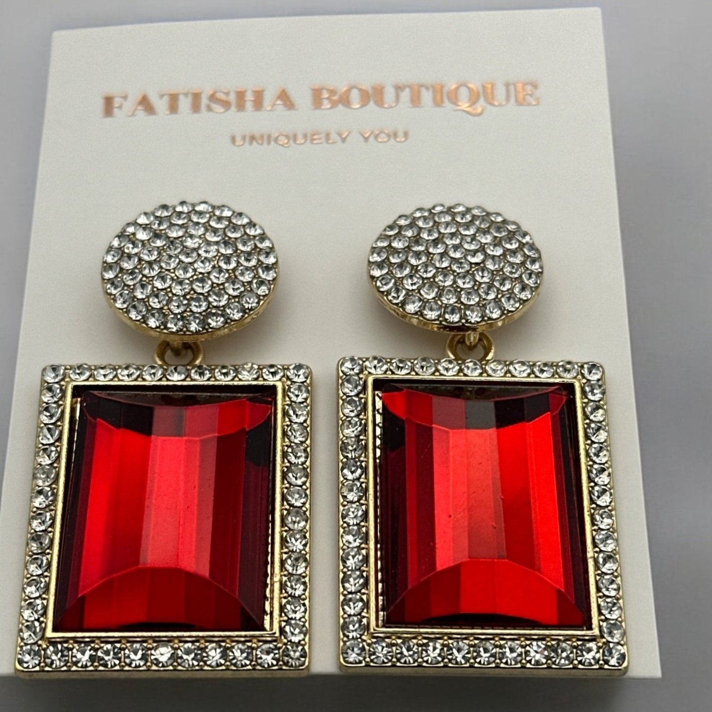 Bold Rhinestone Statement Earrings - Multiple Colours - Elegant Party Jewellery - Fatisha Boutique