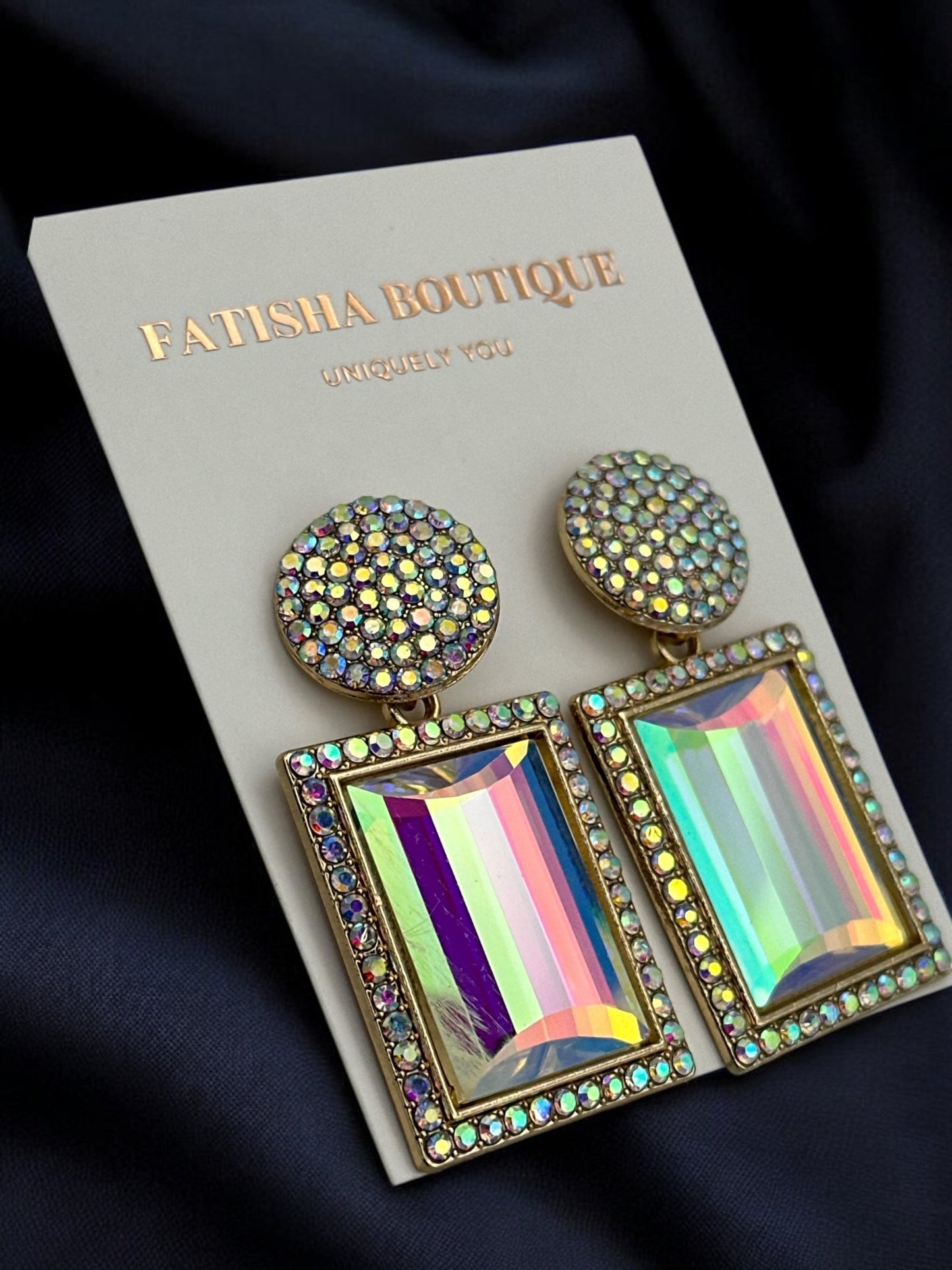 Bold Rhinestone Statement Earrings - Multiple Colours - Elegant Party Jewellery - Fatisha Boutique