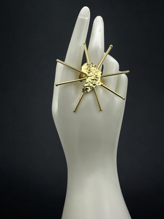 Bold Sculptural Brass Adjustable African Map Statement Ring - Fatisha Boutique
