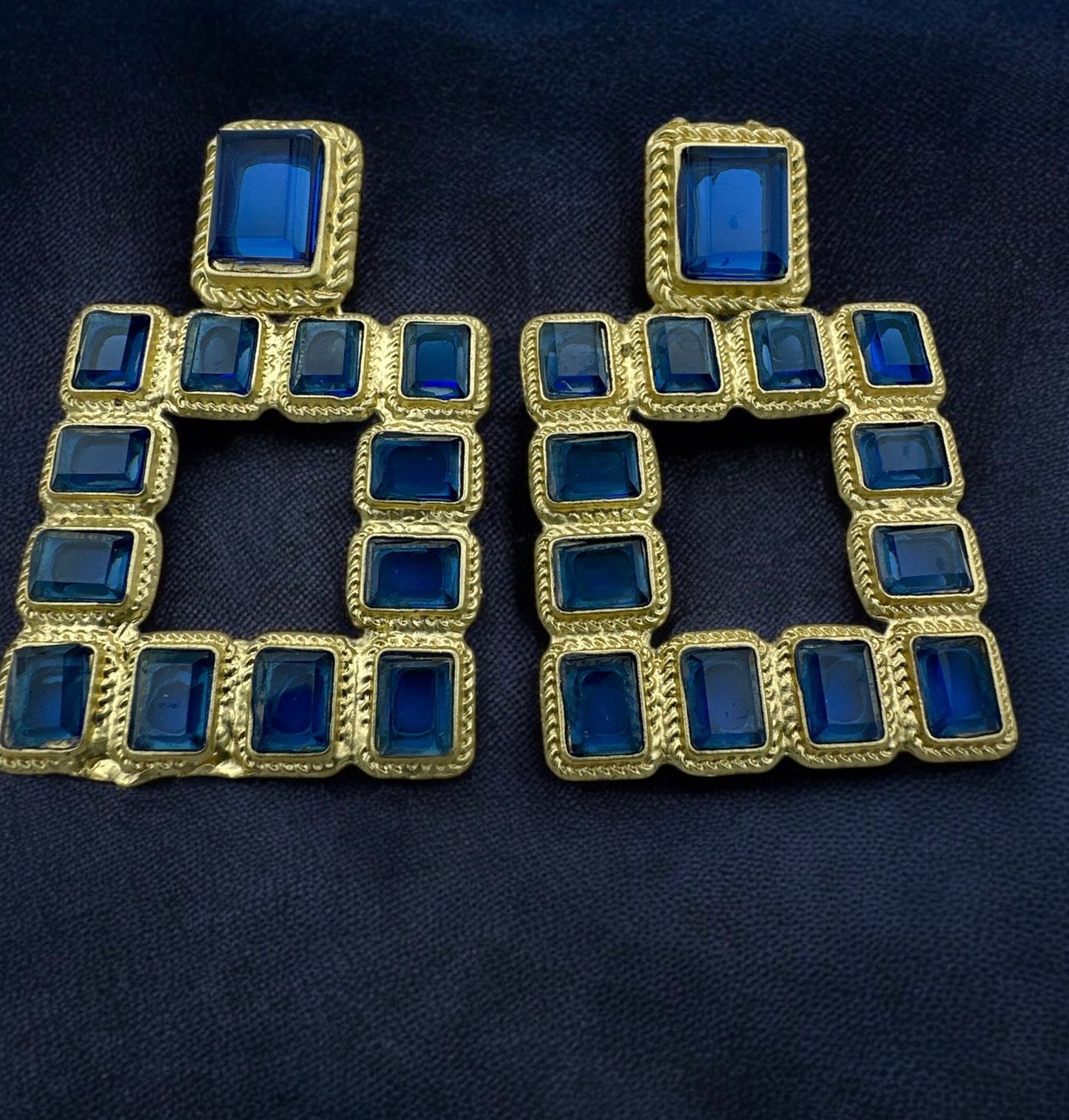 Bold Square Gemstone Statement Earrings - Fatisha Boutique