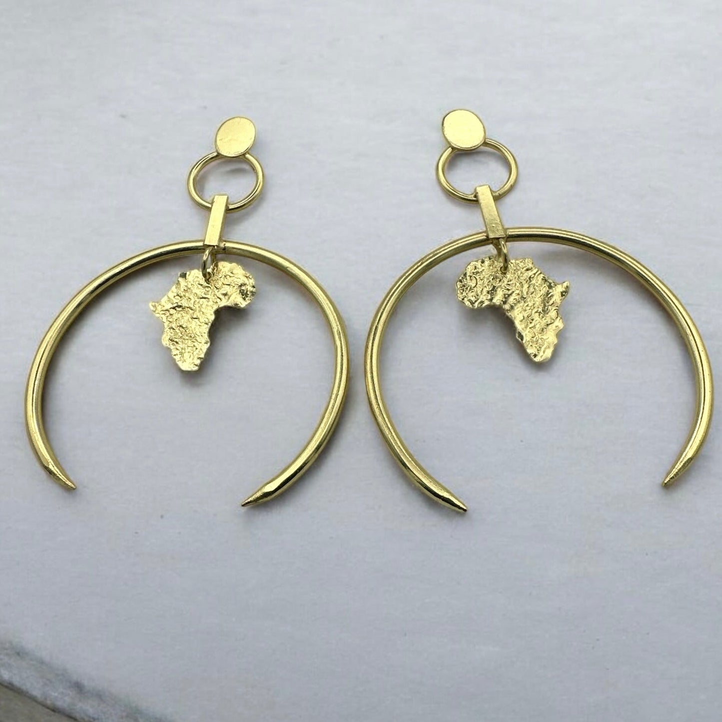Brass African Map Hoop Earrings – Handmade Afrocentric Jewellery - Fatisha Boutique