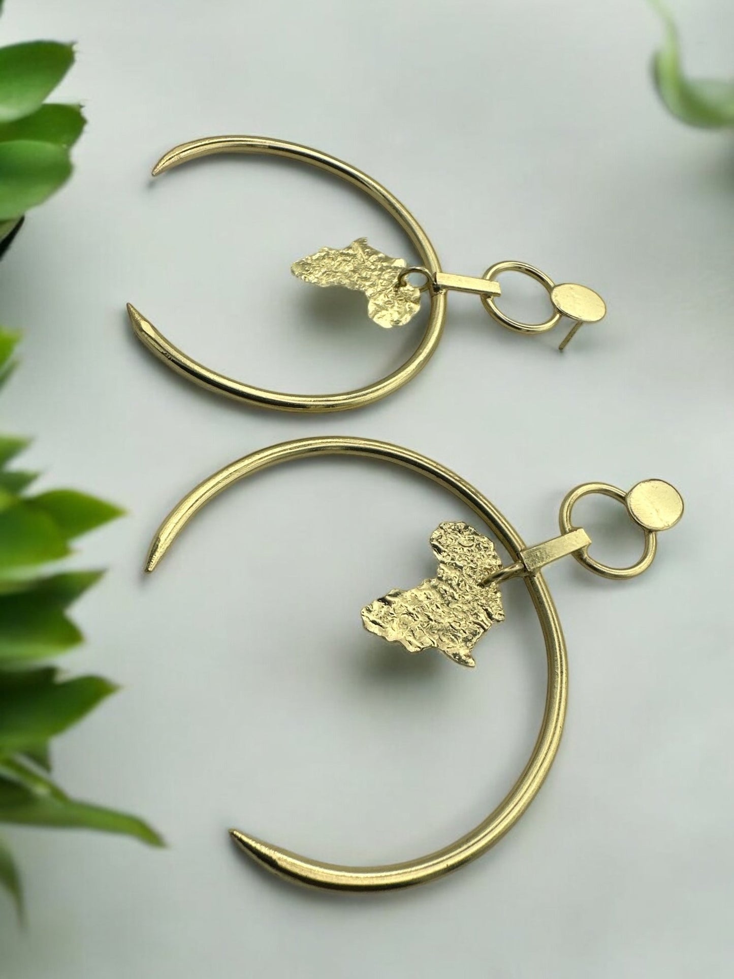Brass African Map Hoop Earrings – Handmade Afrocentric Jewellery - Fatisha Boutique
