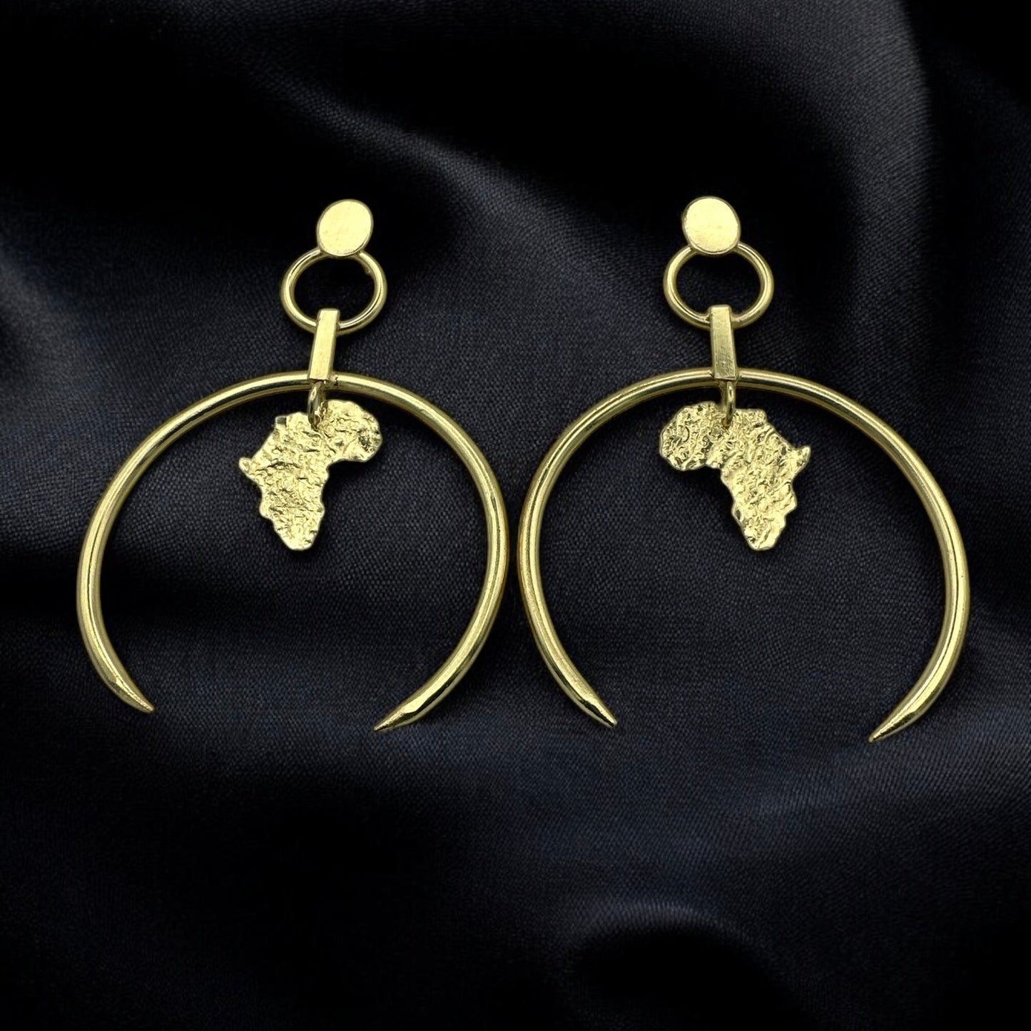 Brass African Map Hoop Earrings – Handmade Afrocentric Jewellery - Fatisha Boutique