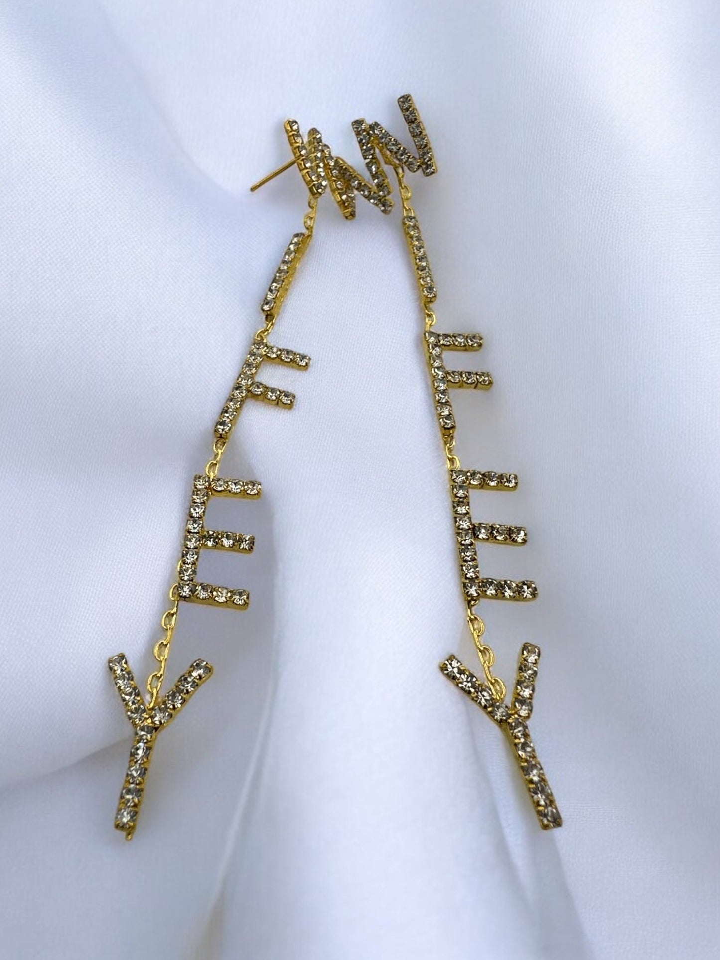 Bridal Statement Earrings WIFEY BRIDE Rhinestone Drop Earrings for Weddings and Bachelorette Parties - Fatisha Boutique