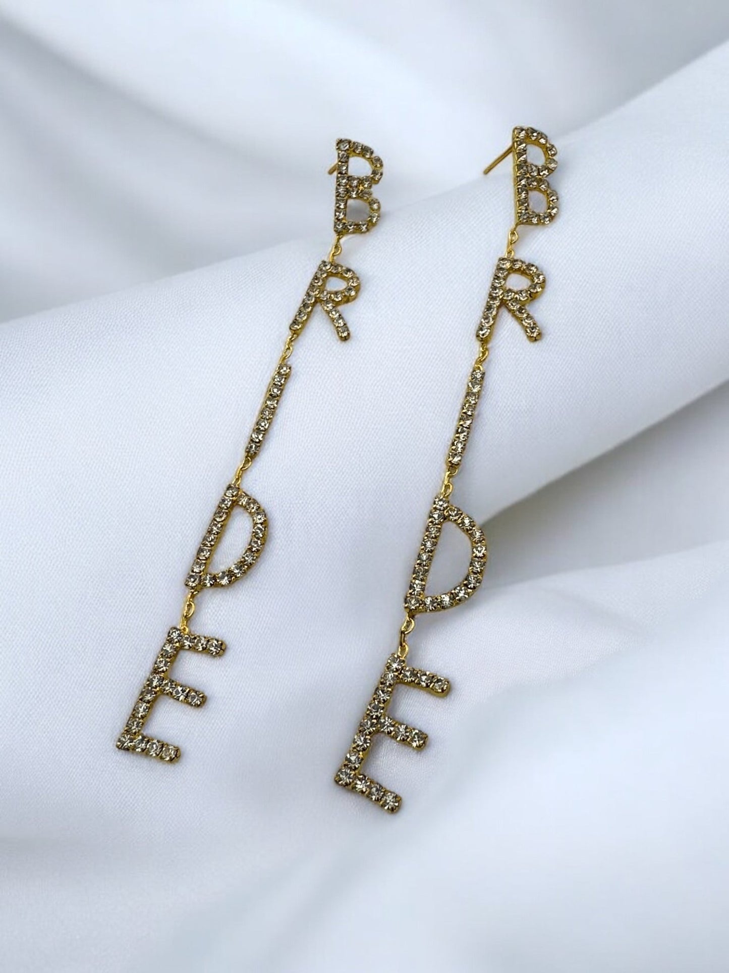 Bridal Statement Earrings WIFEY BRIDE Rhinestone Drop Earrings for Weddings and Bachelorette Parties - Fatisha Boutique